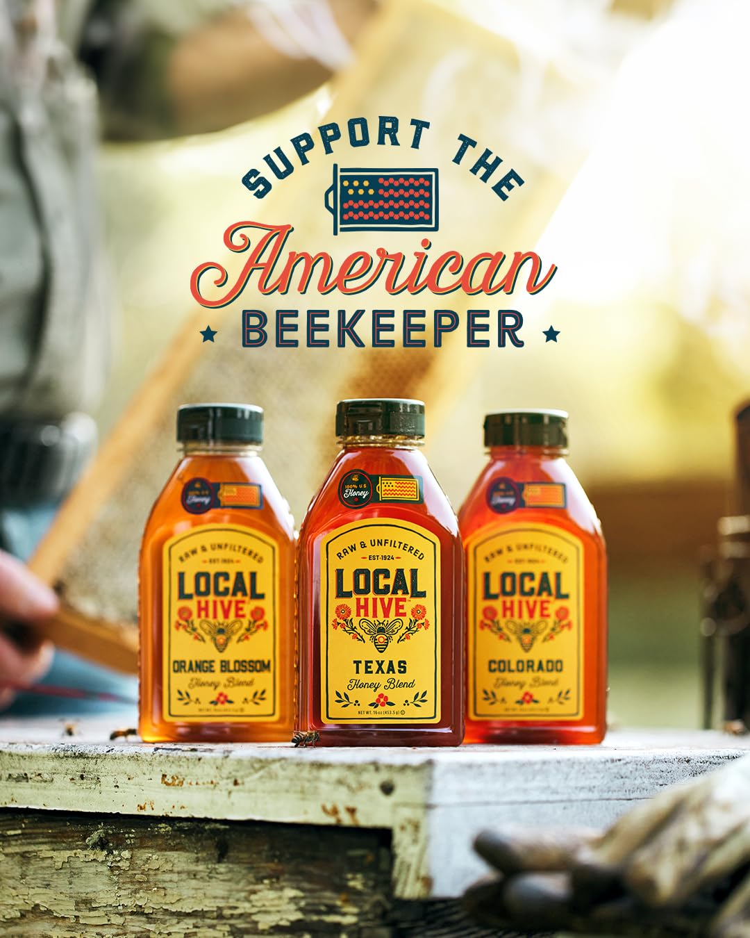 Local Hive Clover Raw & Unfiltered Honey, 100% US Honey, 16 oz | 100% pure, raw honey from US beekeepers | local floral notes | sweeten tea, coffee, baking, yogurt & breakfast