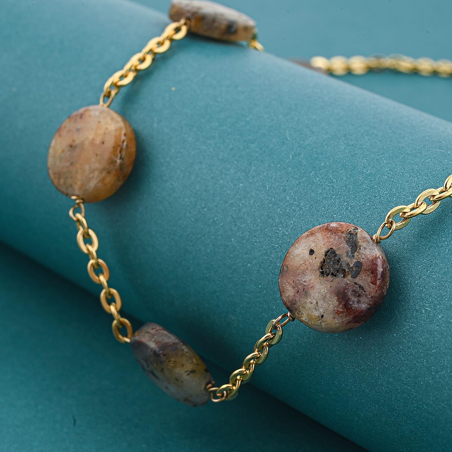 Beaded Necklace 24-26 Inches in ION Plated Gold Stainless Steel