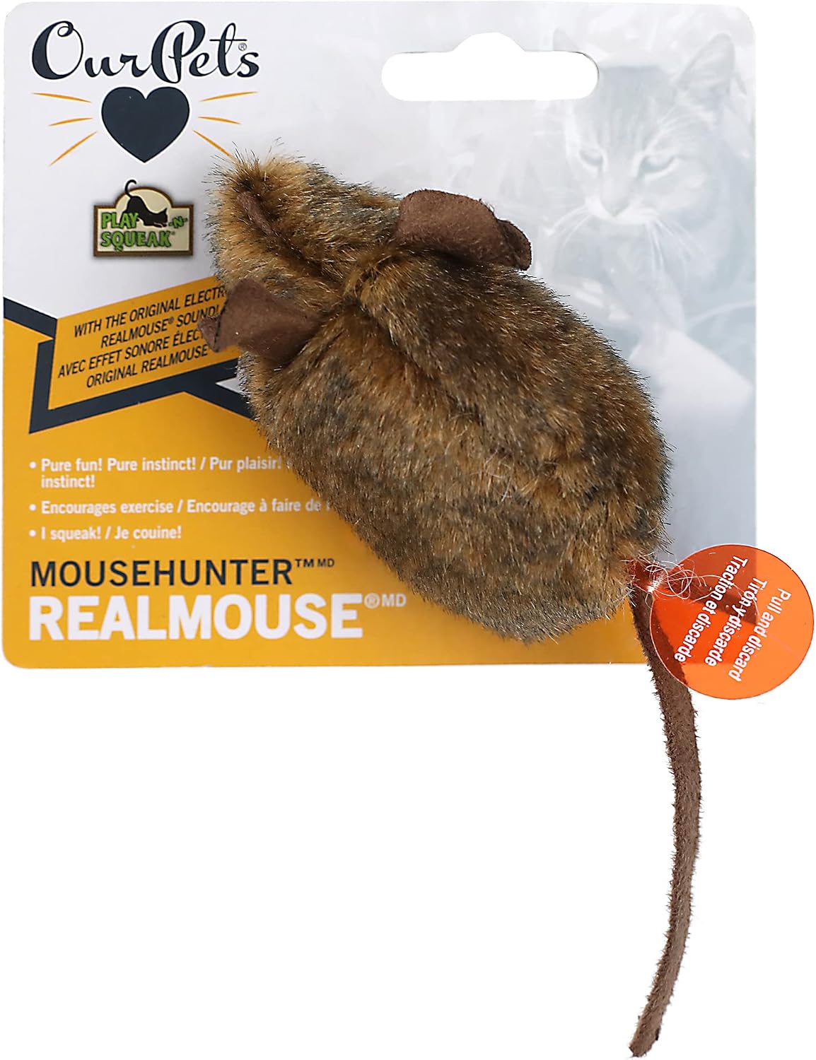 OurPets Play-N-Squeak Twice the Mice Cat Toy, 2 Piece Set, Catnip Filled | Real mouse sound effect, electronic squeaker inside, sparks hunting instinct, engaging design, for indoor felines every day