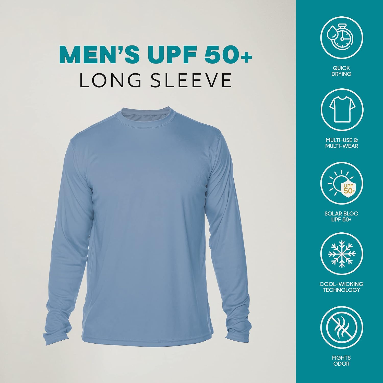 Vapor Apparel Men's Outdoor UPF 50+ Long Sleeve T-Shirt, UV Sun Protection for Fishing, Running, Hiking, Swimming