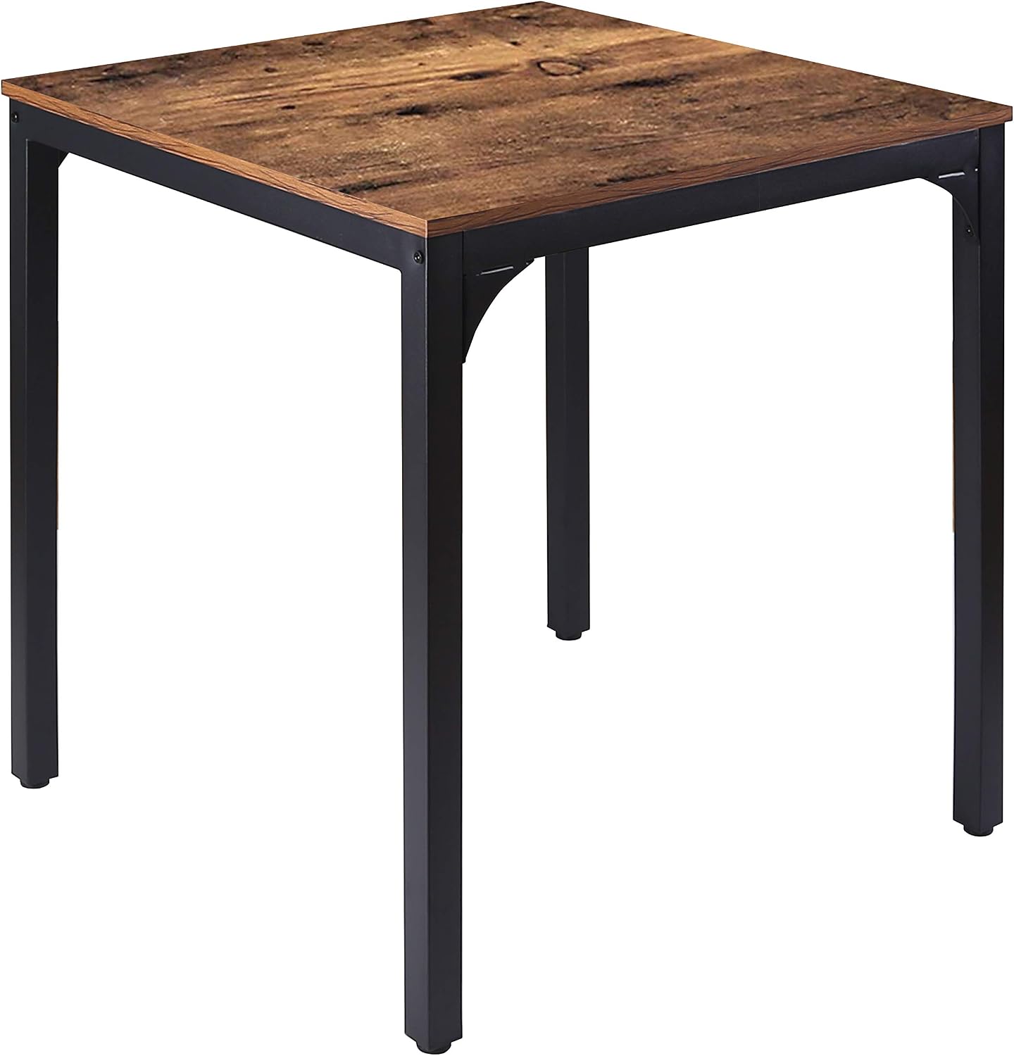 MUPATER Square Table 27.6" W x 27.6" L x 29.5" H, Rustic Brown Metal Frame