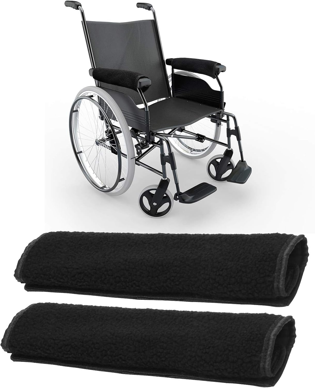 AHIER Wheelchair Armrest Pads, 2PCS Sheepskin Fleece Wheelchair Armrest Covers, Non Slip Arm Rest Cover Cushion pad for Wheelchairs