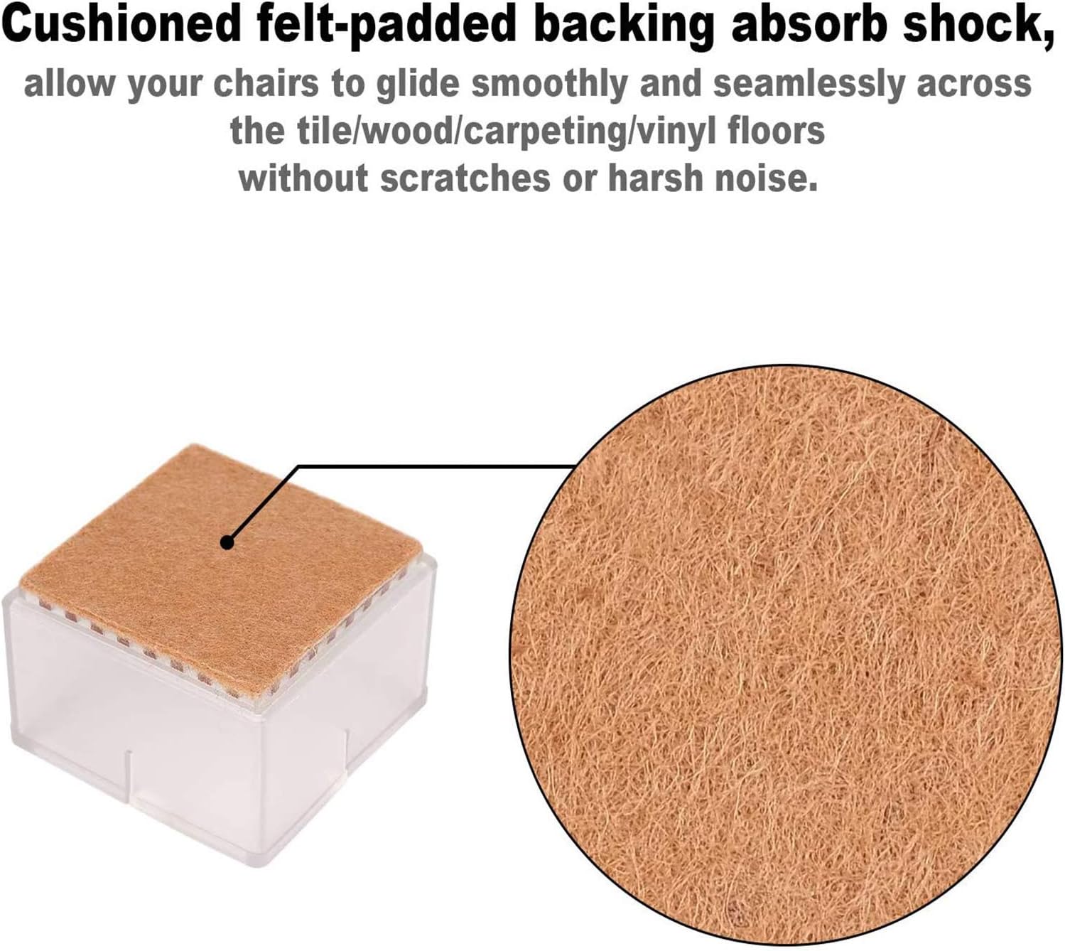 Large Table Leg Floor Protectors 1-15/16" to 2-1/16" (49mm-53mm) Large Furniture 2 inch Sofa Leg Caps Square Silicone