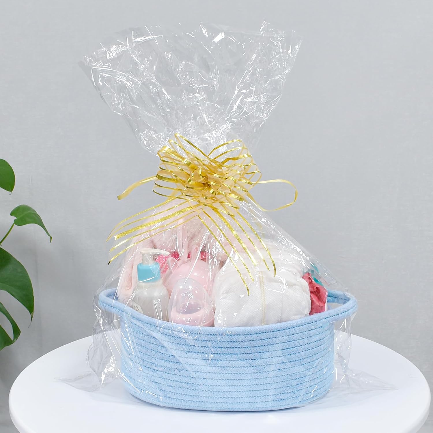 ABenkle Small Basket with Handles, Boho Decorative Rope Woven Dog Cat Toy Storage Bin Shelf Storage Organizer, Easter Christmas Gift Basket, 12"x8"x5"