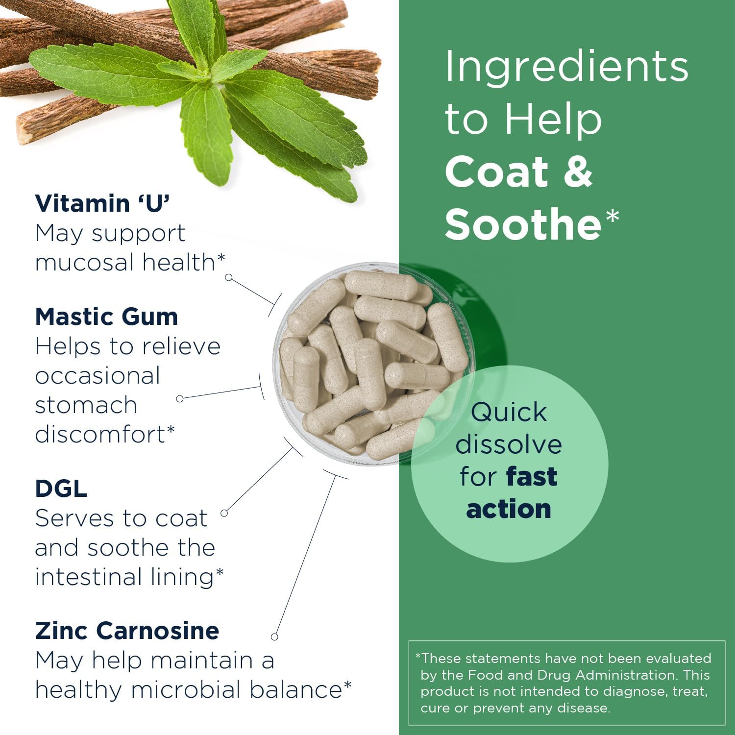 Designs for Health GastroMend HP - Gut Health Supplements - Gut Mucosa Support with Mastic Gum + DGL Licorice + 'Vitamin U' - May Help Occasional