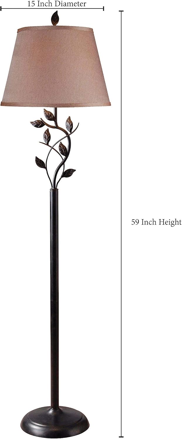Kenroy Home Ashlen Floor Lamp with Oil Rubbed Bronze Finish, Rustic Style, 58.75" Height, 15" Width, 15" Depth