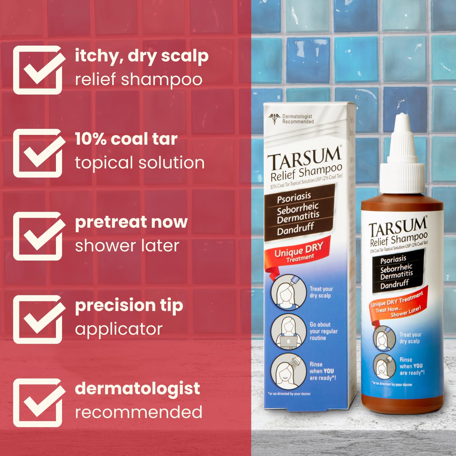 Tarsum Extra Strength Psoriasis Shampoo - Coal Tar Shampoo and Conditioner for Scalp Psoriasis, Seborrheic Dermatitis, Severe Dandruff, & Eczema - Exfoliating Relief for Flaky, & Itchy Scalp (4 oz)