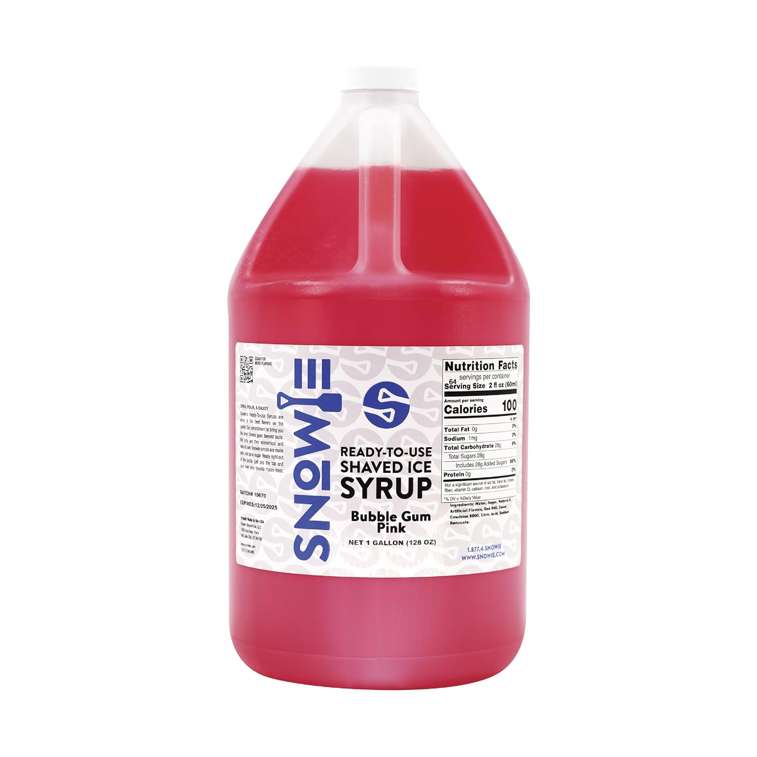SNOWIE Ready to Use Shaved Ice Snow Cone Syrup - Gallon (Cotton Candy Pink)