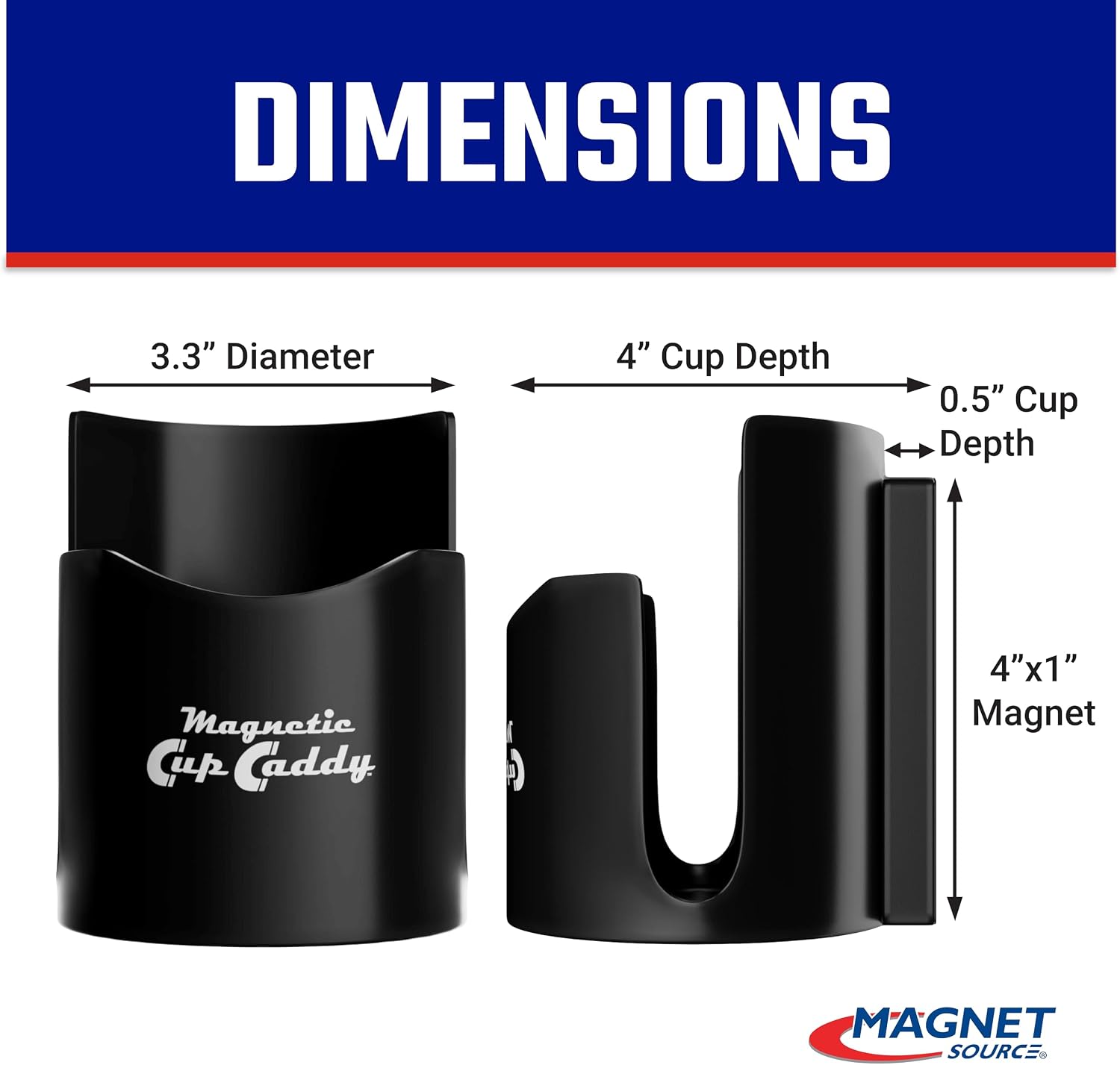 Master Magnetics Magnetic Cup Holder - Caddy for Bottles, Glasses, and Cans - Fits on Fridge, Lawnmower, Forklift, Cart, or Ladder - Heavy-Duty Magnet