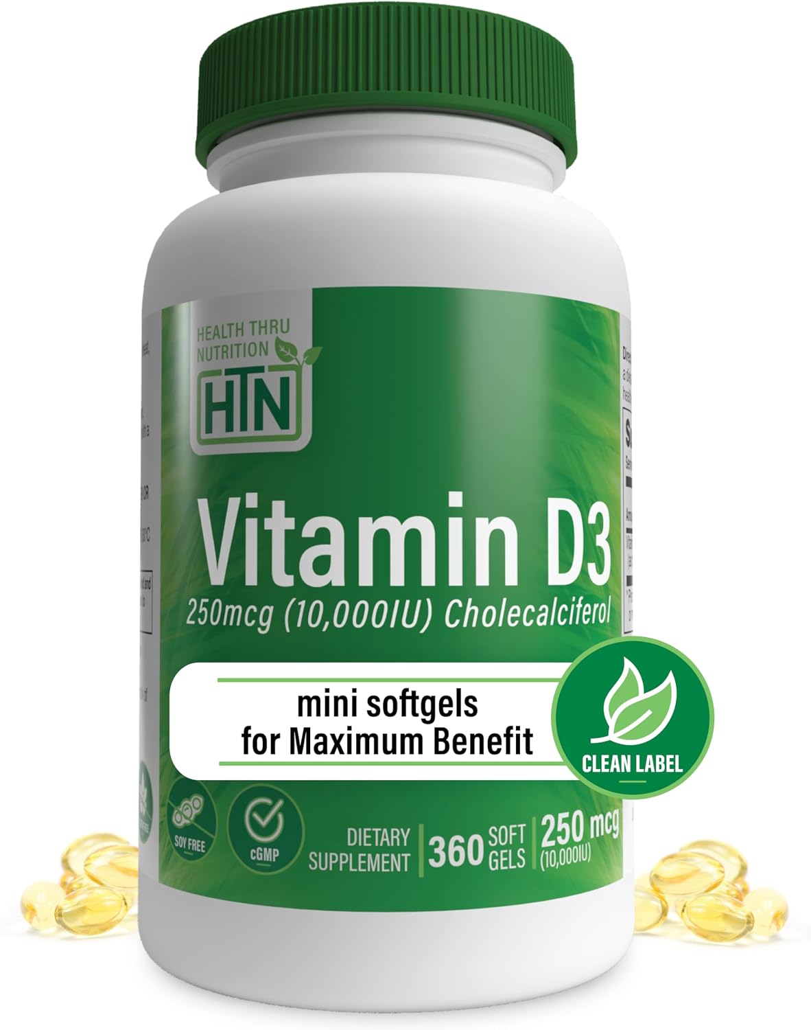 Health Thru Nutrition Vitamin D3 2000iu - 50 mcg 365 Mini Softgels | Vitamin D Supplement as Cholecalciferol | Immune Health Support | 3rd Party Tested | Non-GMO USP Grade in Organic EVOO