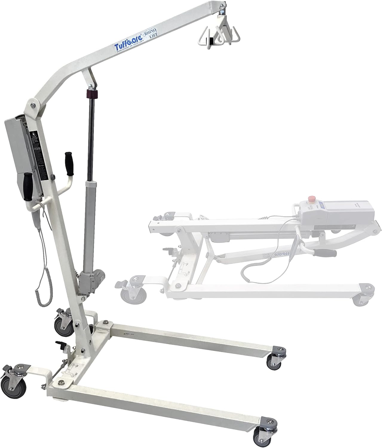 Electric Patient Lift - Rhino Lift with Manual Low Base - with Universal Divided Leg Sling(Large), 450 lb. Weight Capacity.