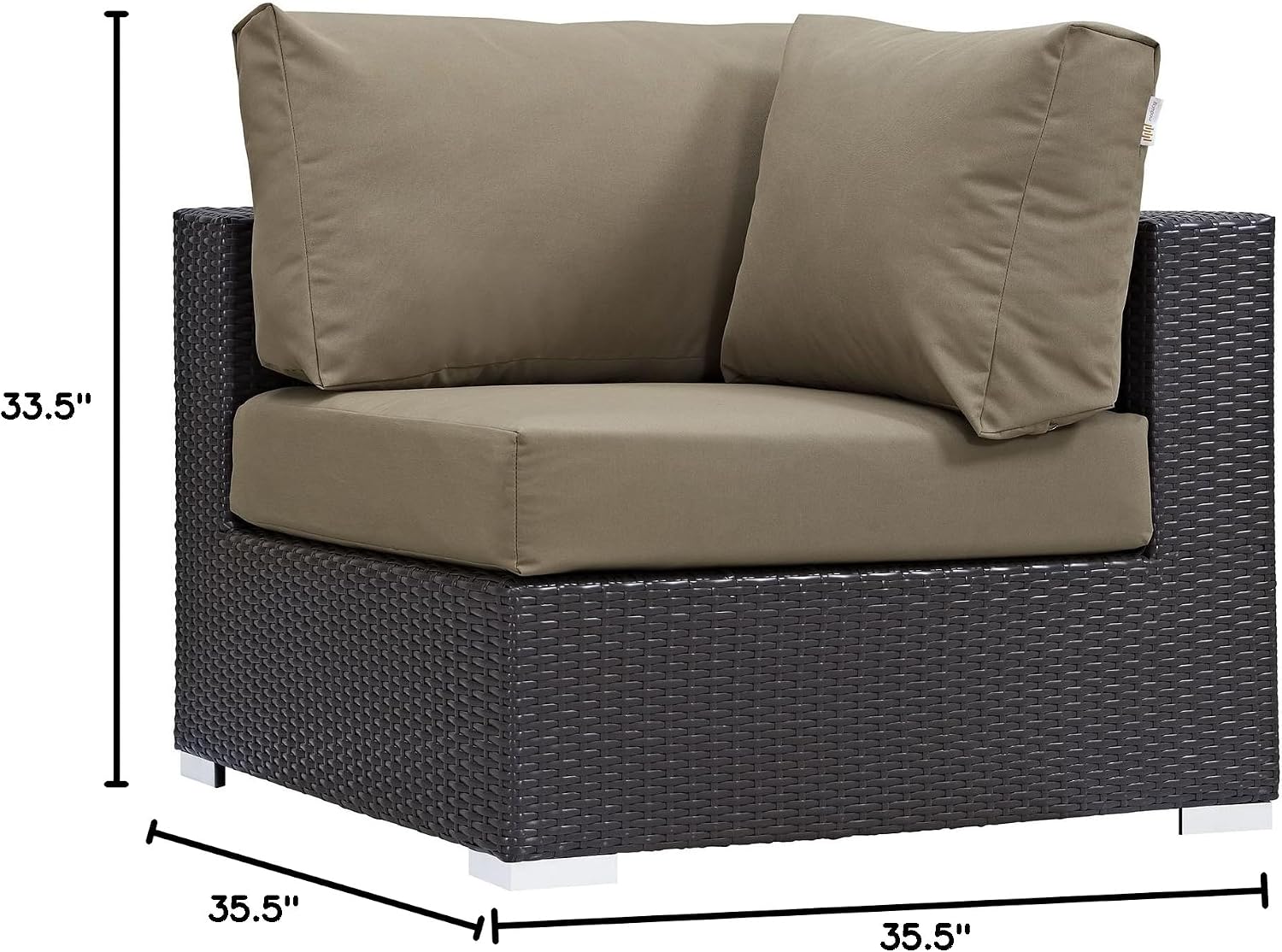 Modway Convene Wicker Rattan Outdoor Patio Loveseat in Espresso White