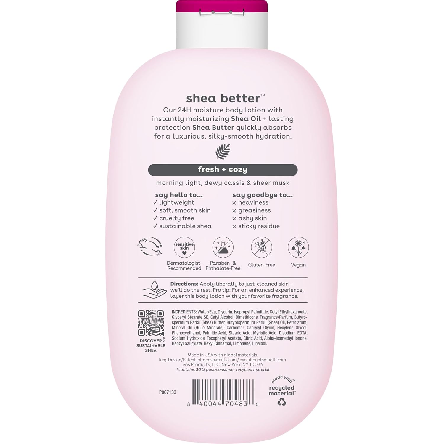 eos Shea Better Body Lotion- Vanilla Cashmere, 24-Hour Moisture, 16 fl oz