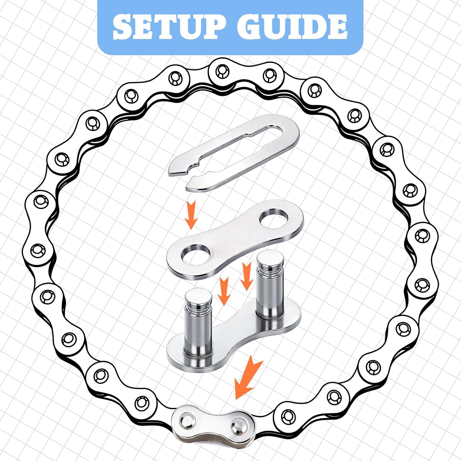8 Pairs Bicycle Missing Link for 6, 7, 8, 9, 10 Speed Chain Master Link for Bicycle Chain Reusable Bike Parts, Silver