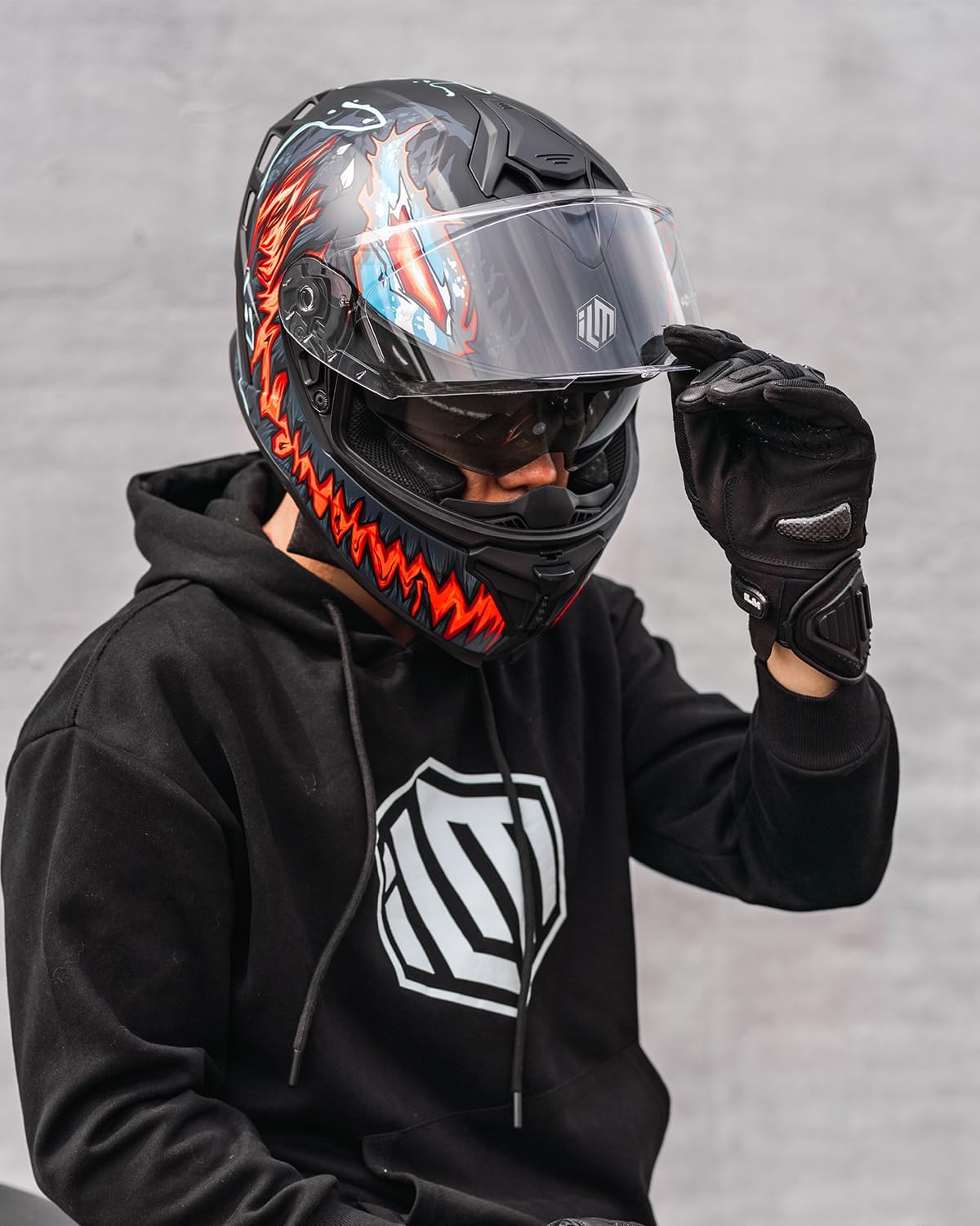 ILM Motorcycle Helmets DOT ECE Dual Visor Street Racing Helmet Full Face Powersports Cascos for Men Women Model MF567(Cobra Camaleon Gold, L)