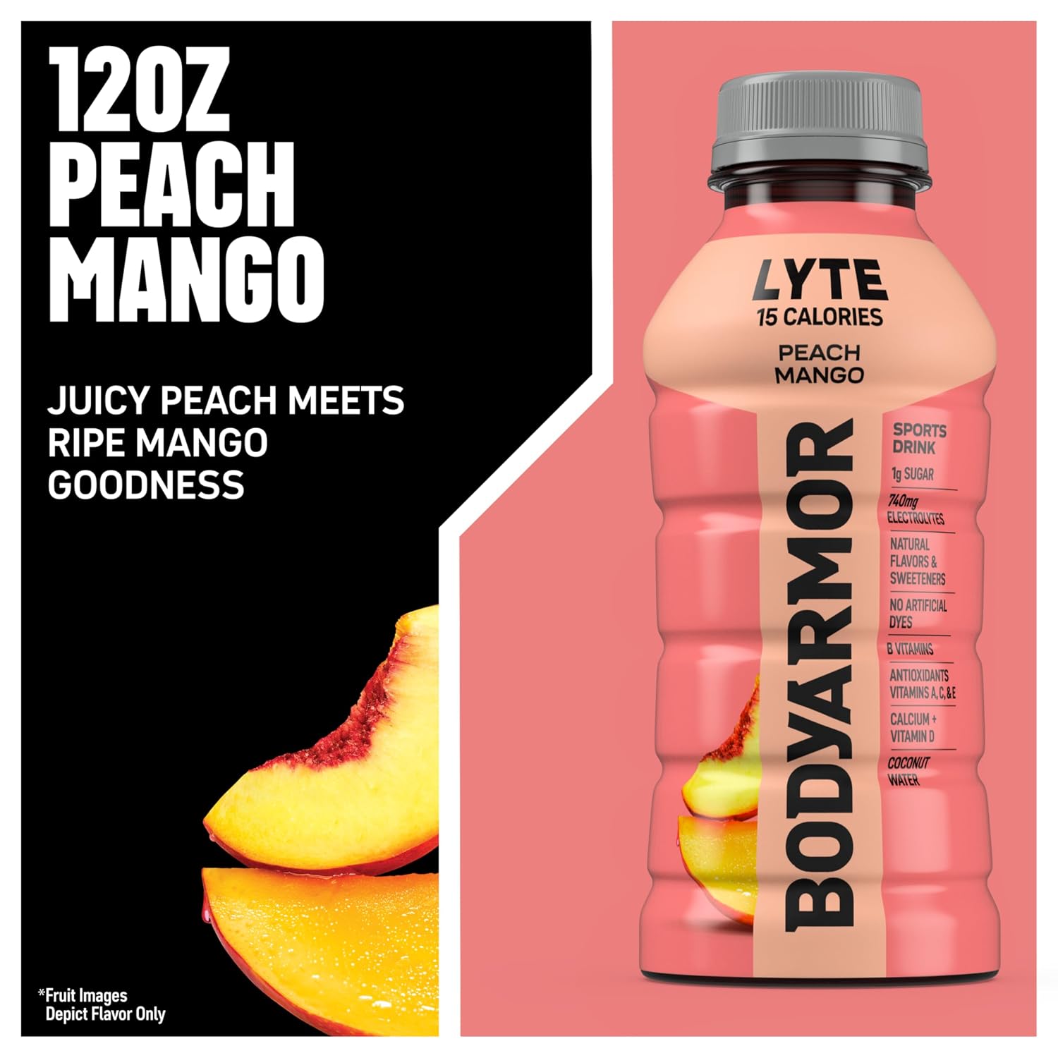 BODYARMOR LYTE Sports Drink, Peach Mango Electrolyte Drink, 12 Oz (8 Pk)
