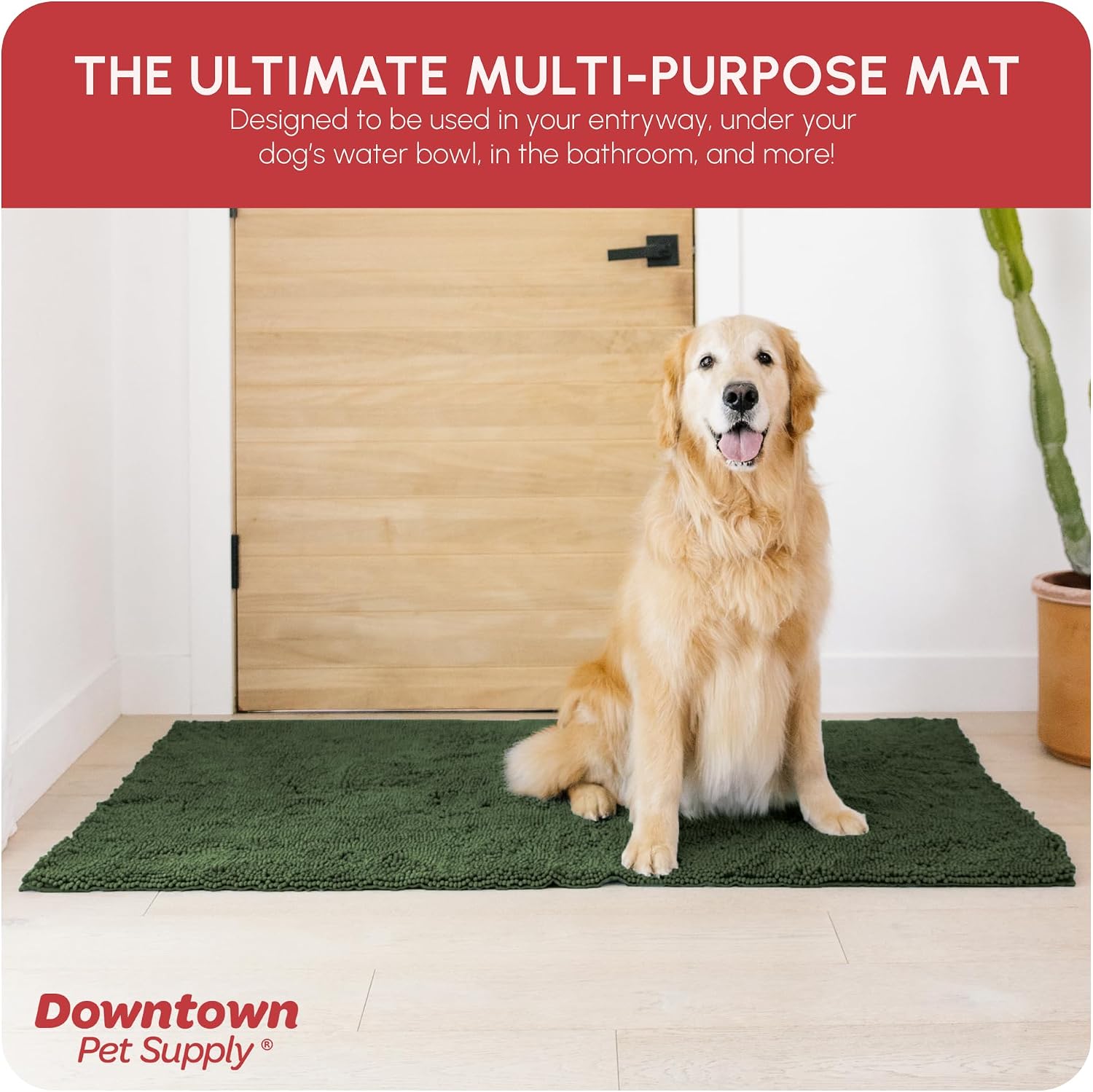 Dog Mud Mat, 31" x 20" Sage – Thick Microfiber Entry Rug for Snow, Mud & Salt – Absorbent, Quick-Dry, Washer-Safe & Non-Slip, Medium