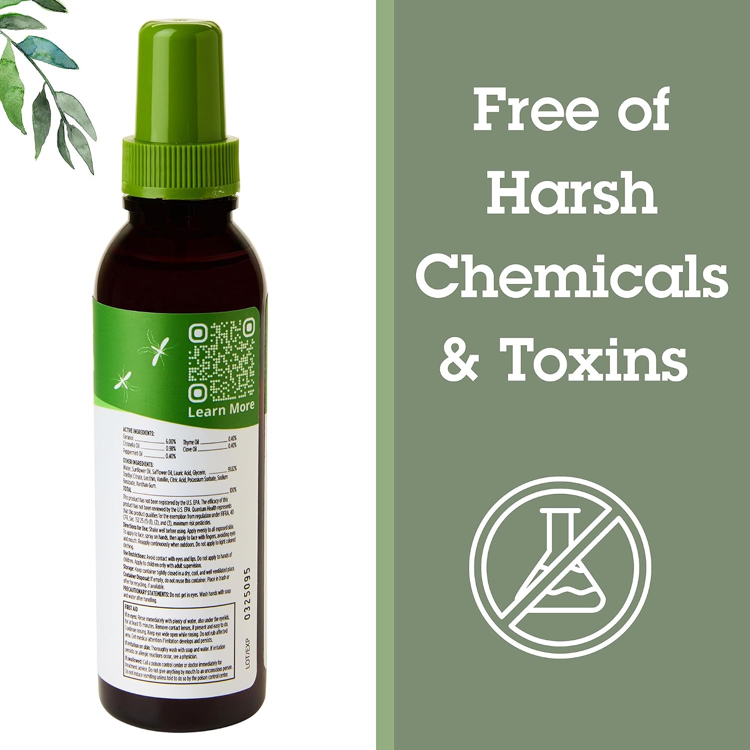 Quantum Health Buzz Away Extreme Mosquito & Tick DEET-Free Repellent, 8 oz | Effective Outdoor Bug Spray, Kid-Friendly, Geraniol, Peppermint, Citronella, Thyme & Clove, Independent Field Tested