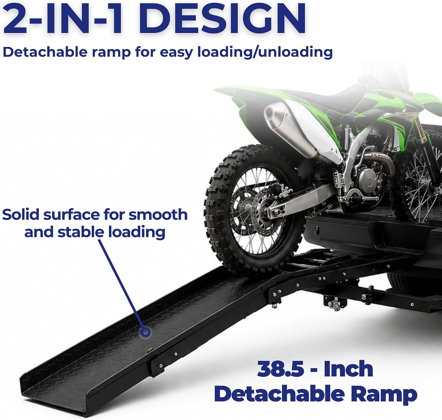 Jeremywell 500 lbs Heavy Duty Motorcycle Dirt Bike Scooter Carrier Hitch Rack Hauler Trailer with Loading Ramp and Anti-Tilt Locking Device