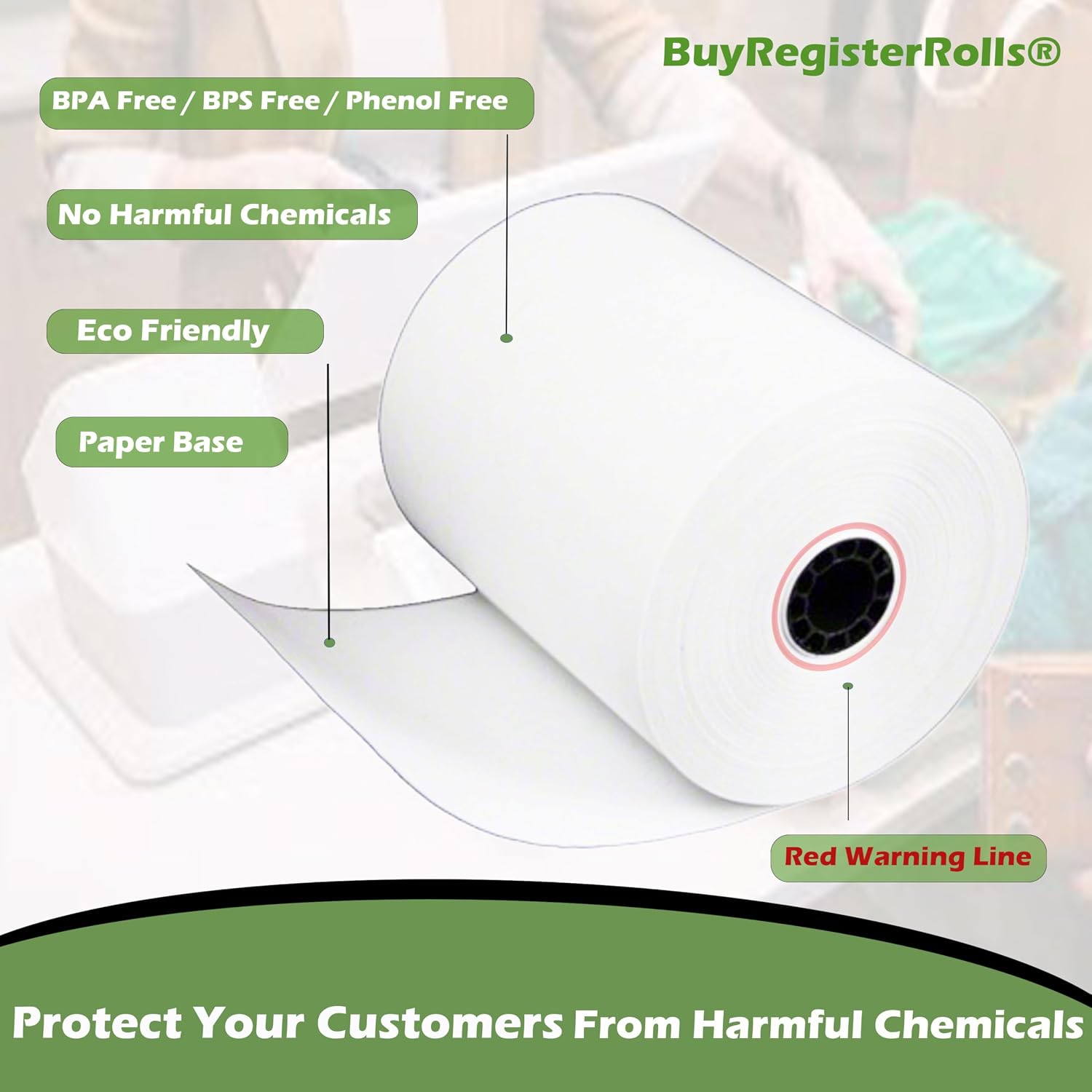 (50 Rolls) 3 1/8 x 230 Thermal Paper Receipt Rolls (55 GSM Premium Quality German Paper) Fits All POS Cash Registers BPA Free - BuyRegisterRolls
