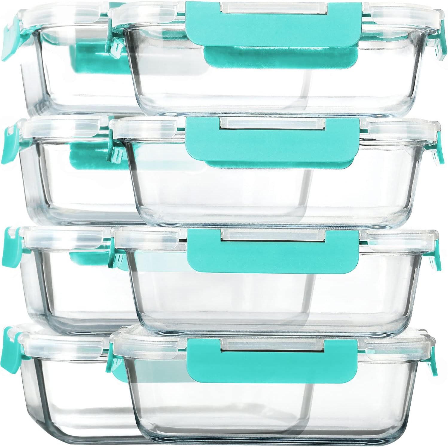 M MCIRCO 8 Pack,30 oz Glass Food Storage Containers with Lids, Gray