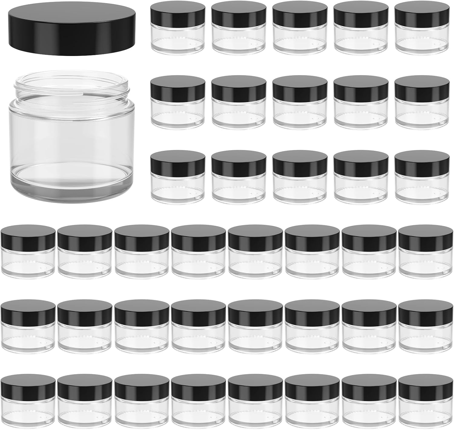 2 oz Glass Jars with Lids, Hoa Kinh 24 Pack Clear Small Cosmetic Glass Jars