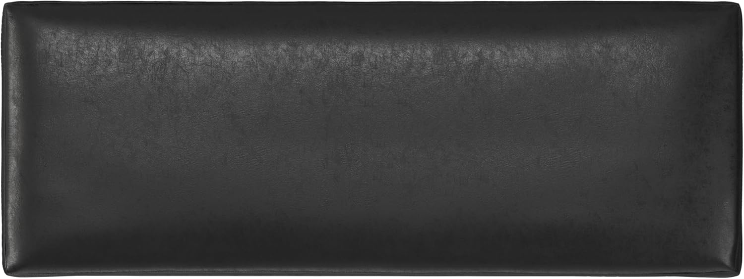 SIMPLIHOME Owen 34" Wide Vegan Leather Lift Top Ottoman in Dark Blue