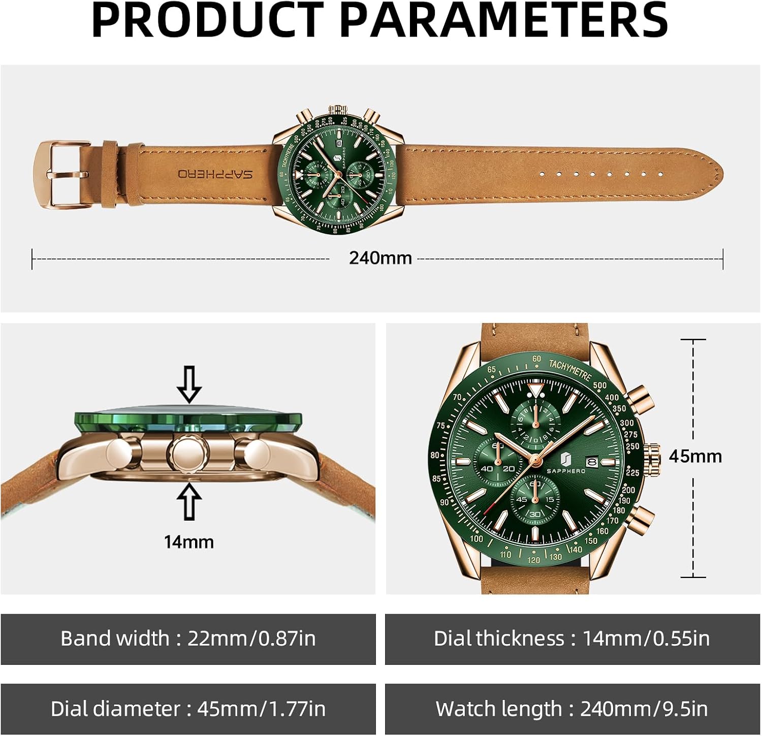 BENYAR Watch for Men Analog Quartz Chronograph Waterproof Luminous Designer Mens Wrist Watches Business Work Sport Casual Dress Watch with Silicone Strap Elegant Gifts for Men