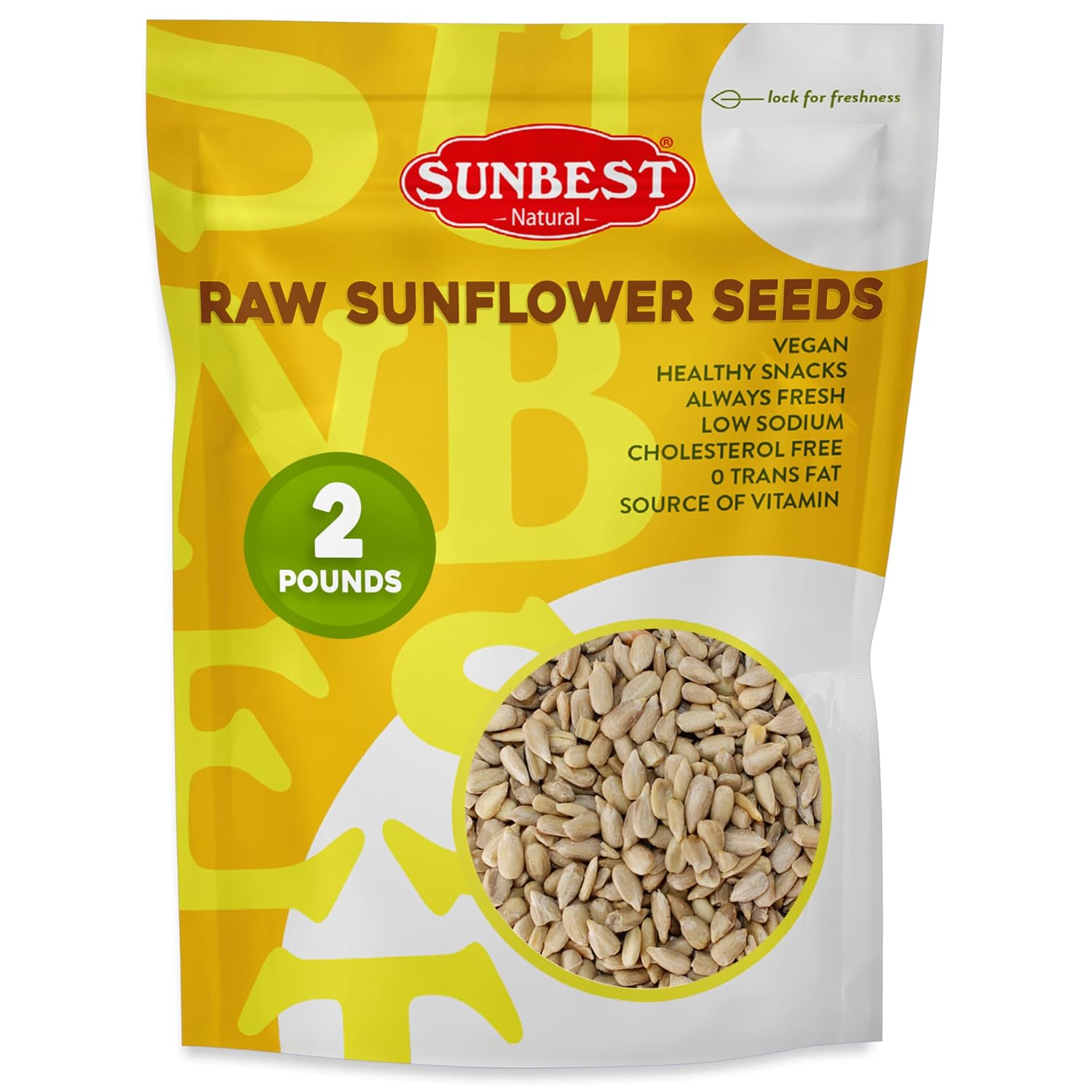 Sunbest Natural Raw Sunflower Seeds, 2 lbs – Unsalted & No Shell – Sunflower Seed Kernels to Eat – For Snacking, Baking & Topping – Road Trip, After School Snack for Kids & Adults – Kosher (32 oz)