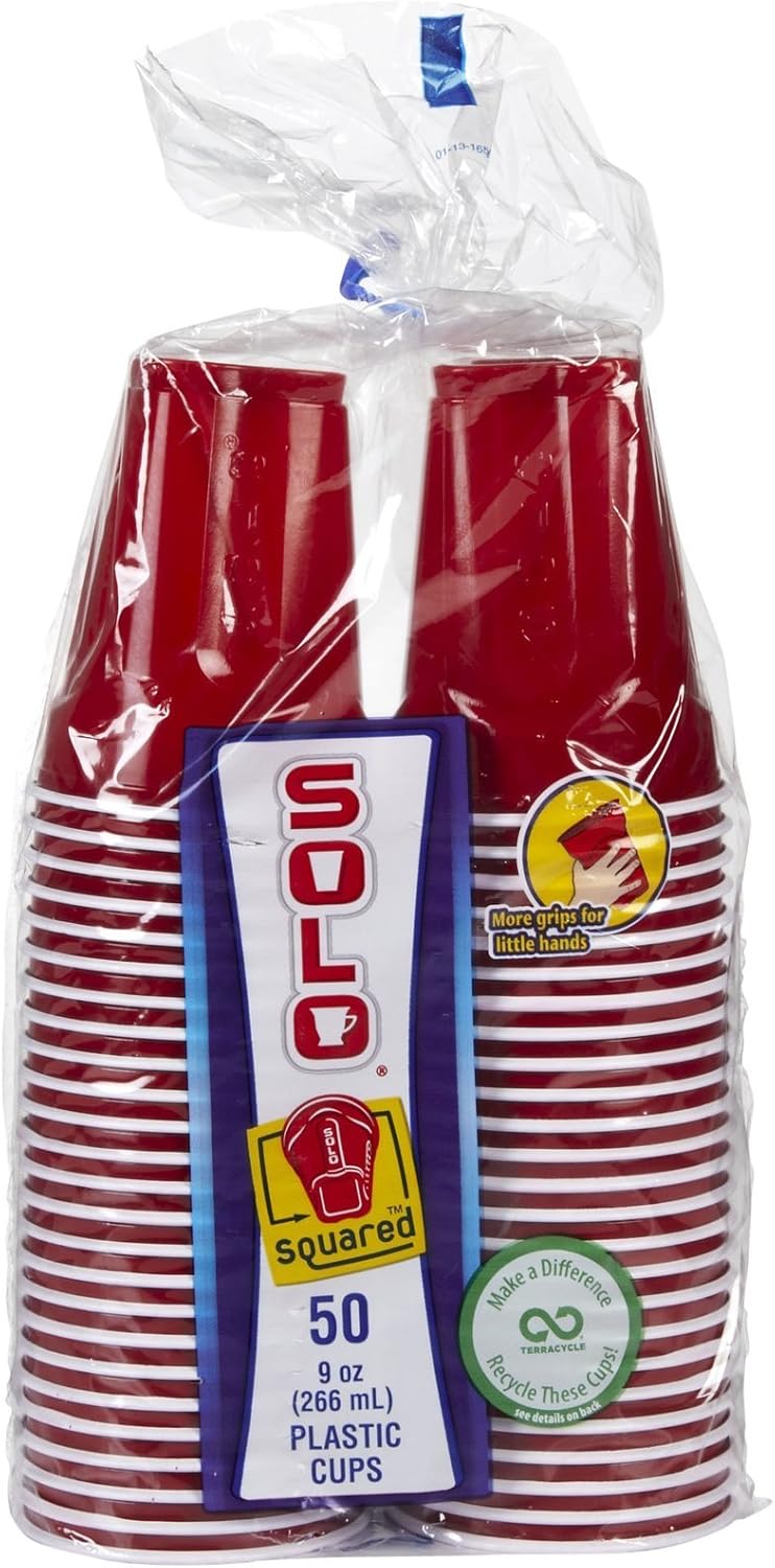 Solo Plastic Party Cups, Red - 9 oz - 50 ct