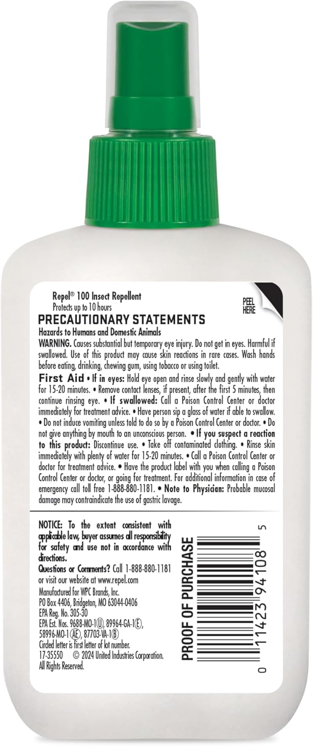 Repel 100 Mosquito & Insect Repellent 4 Oz, 98% DEET, 6 Pack | Repels Mosquitoes, Ticks, Gnats, Biting Flies, Chiggers & Fleas, Lasts Up To 10 Hours