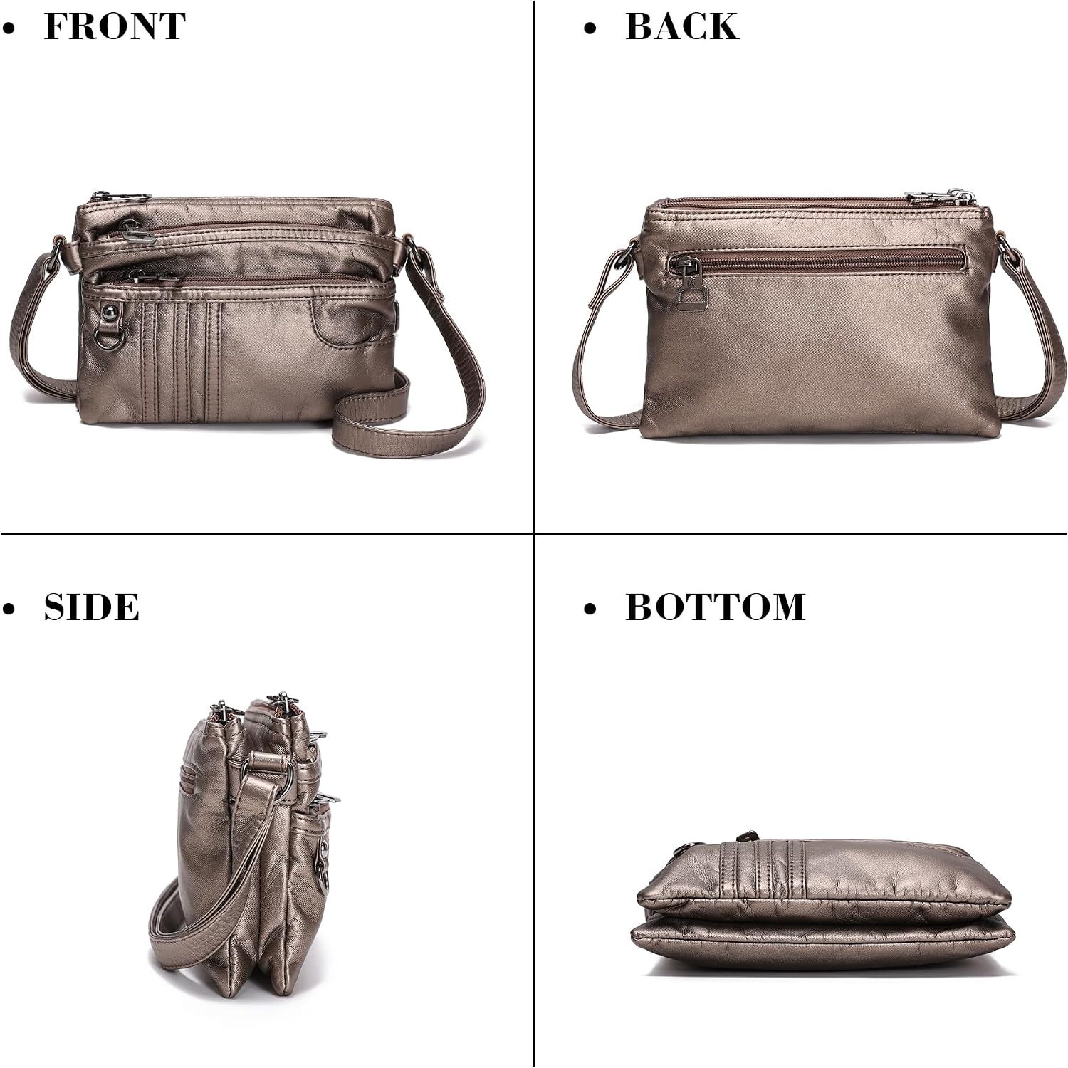 MINICAT Multi Pocket Small Crossbody Purses for Women Everyday Shoulder Bag | Lightweight Organizer, Cross body Bag with Multiple Zipper Pockets, Vegan Leather, Phone Purse for Travel Casual Daily