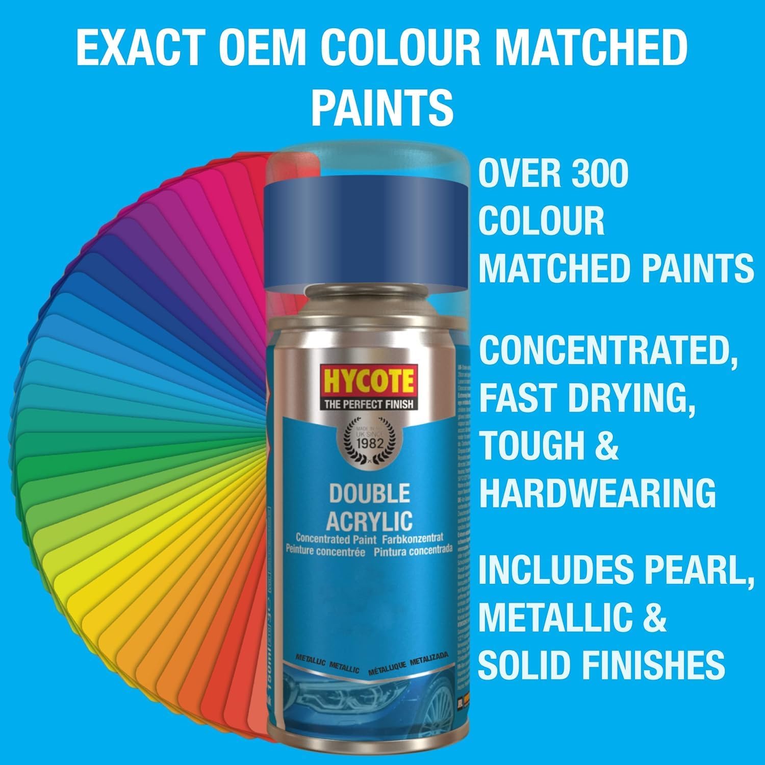 Hycote Black Spray Paint, Satin Black, 13.5 Oz - Fast Drying, UV & Weather Resistant, Acrylic Formula for Superior Protection – For Automotive & DIY Use, 400ml
