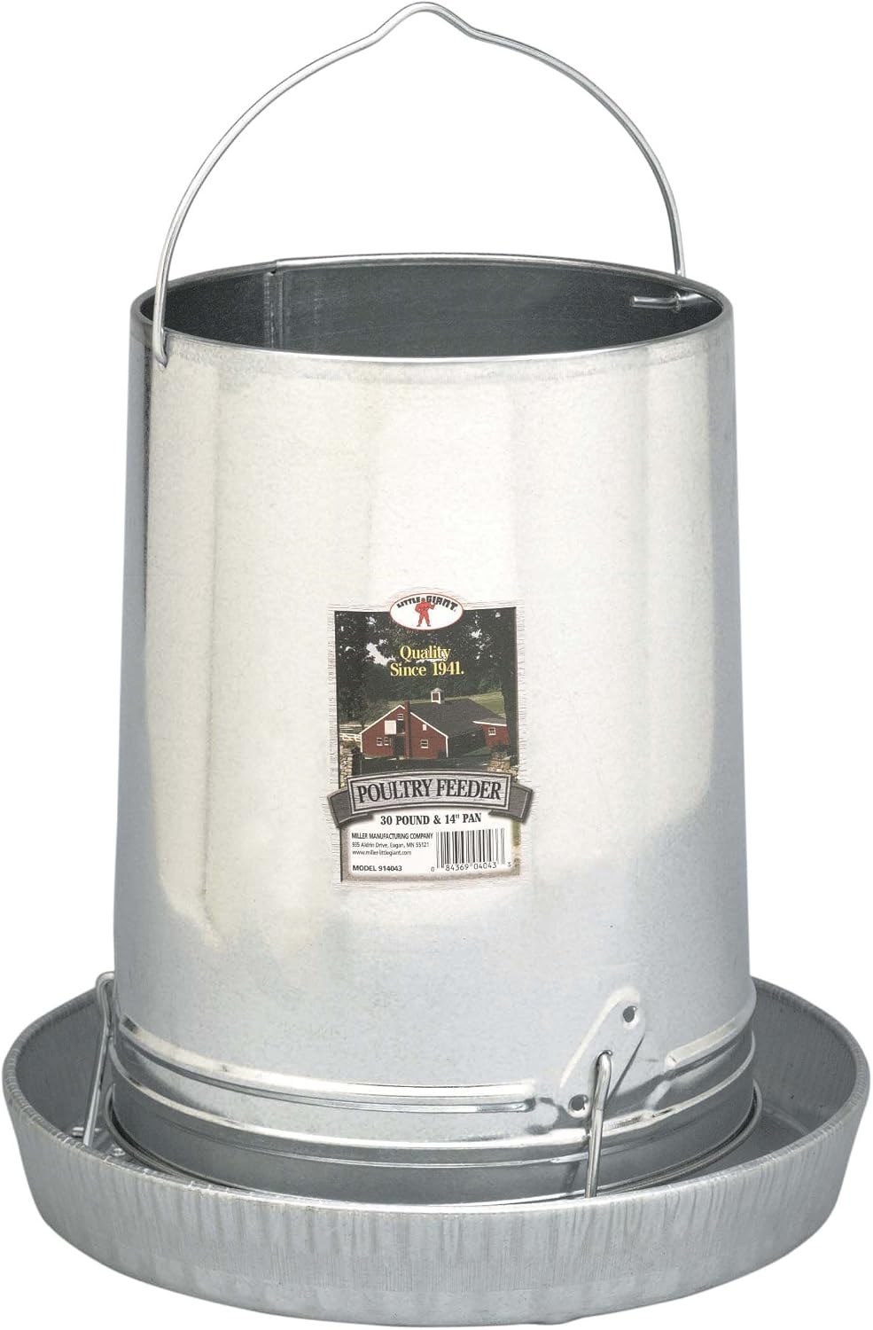 Little Giant® Hanging Metal Poultry Feeder | Chicken Feeder | Outdoor Hanging Bird Feeder | Galvanized Steel Feed Container with Hanging Handle | 40 Pound