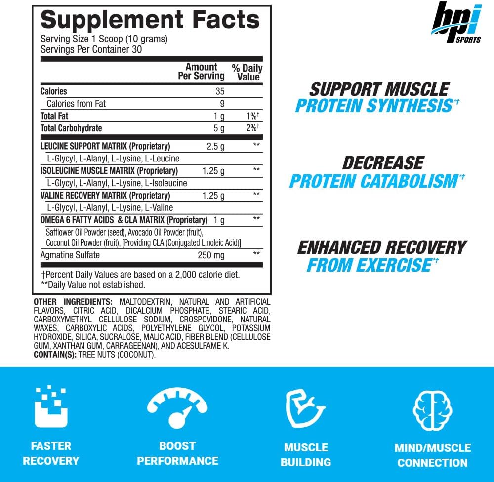 BPI Sports Best BCAA Powder – Muscle Recovery Support, Grape, 30 Servings