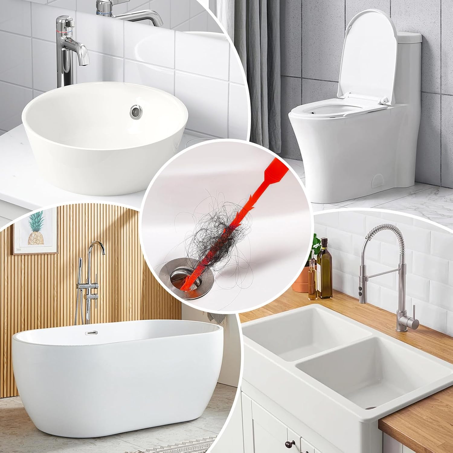 25ft Drain Auger Heavy Duty, Professional Plumbing Snake with Drill Adapter, Manual & Powered Clog Remover for Kitchen, Bathroom, Shower Sink & Bathtub, Flexible Pipe Snake Cleaner with Gloves