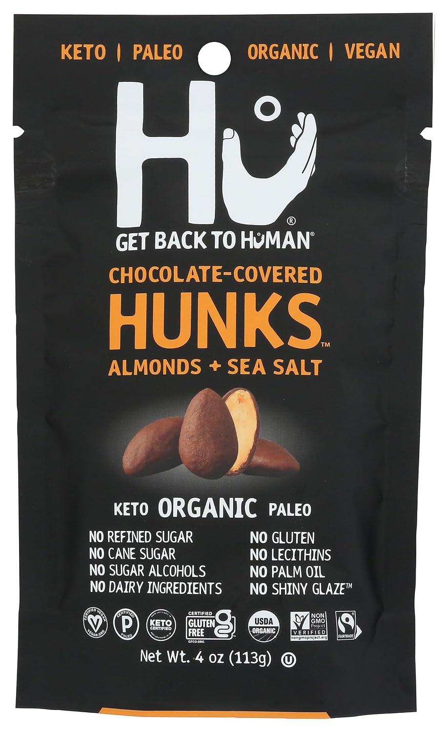 Hu Kitchen, Chocolate Covered Hunks Almond Sea Salt Organic, 4 Ounce