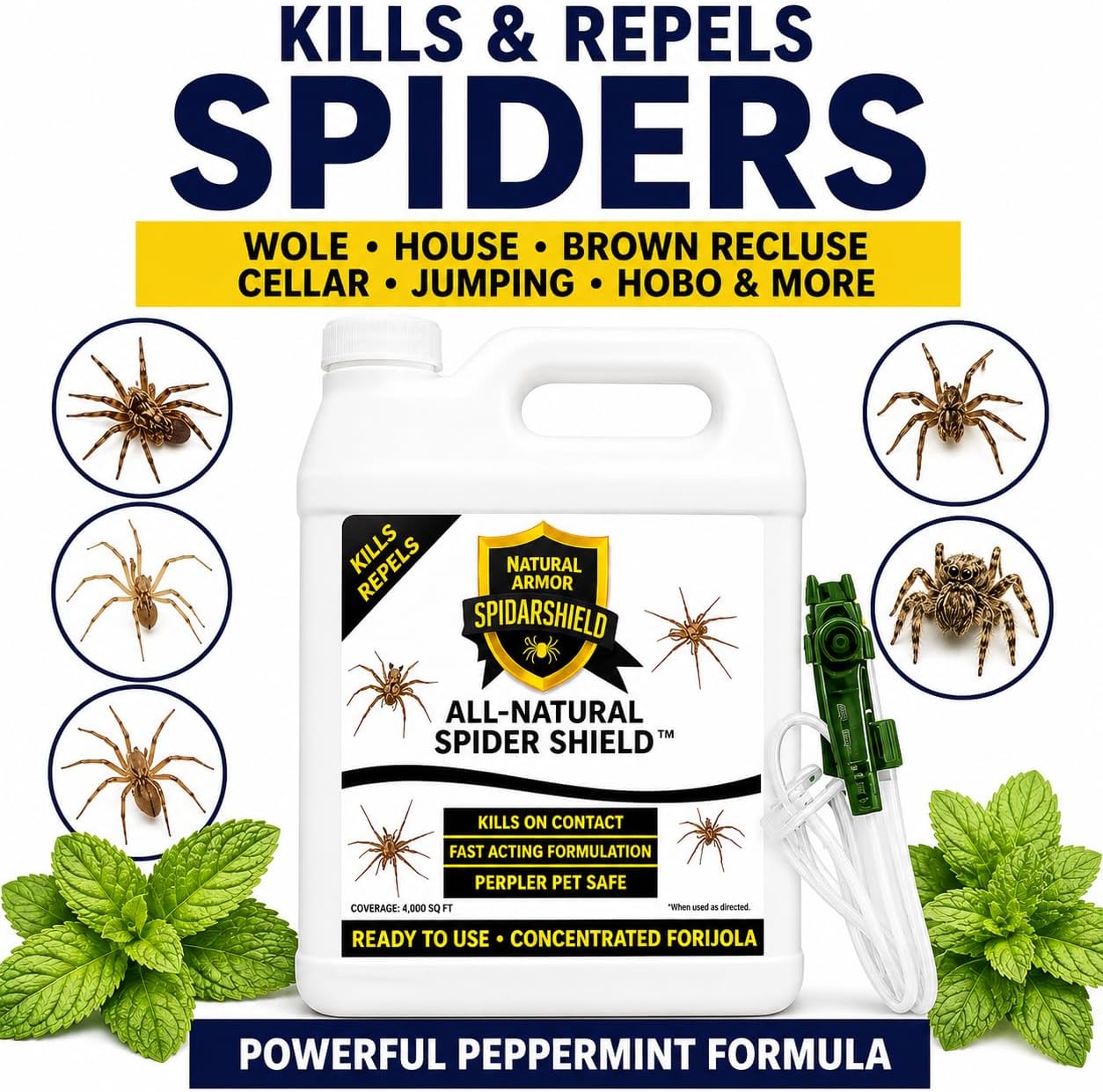Natural Armor Spider Killer & Repellent - 1 Gallon (128 oz) w/Sprayer