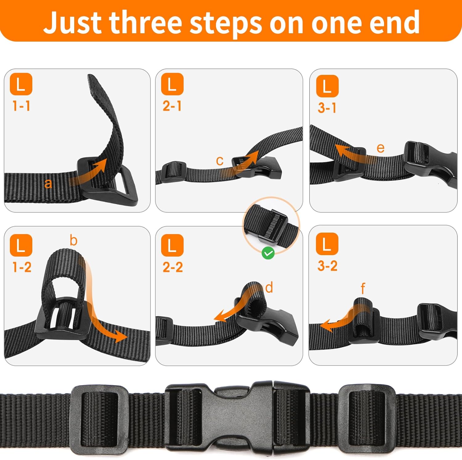 BEYOURD Buckles and Straps Set 1": 6 Yards of Thick Nylon Webbing, 6-Pack Heavy Duty Adjustable Quick Side Release Plastic Buckles