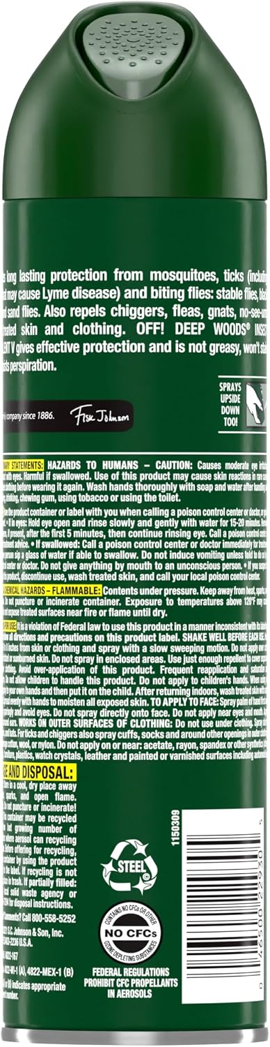 OFF! Deep Woods Insect Repellent Aerosol, Bug Spray with Long Lasting Protection from Mosquitoes and Ticks, 6 oz