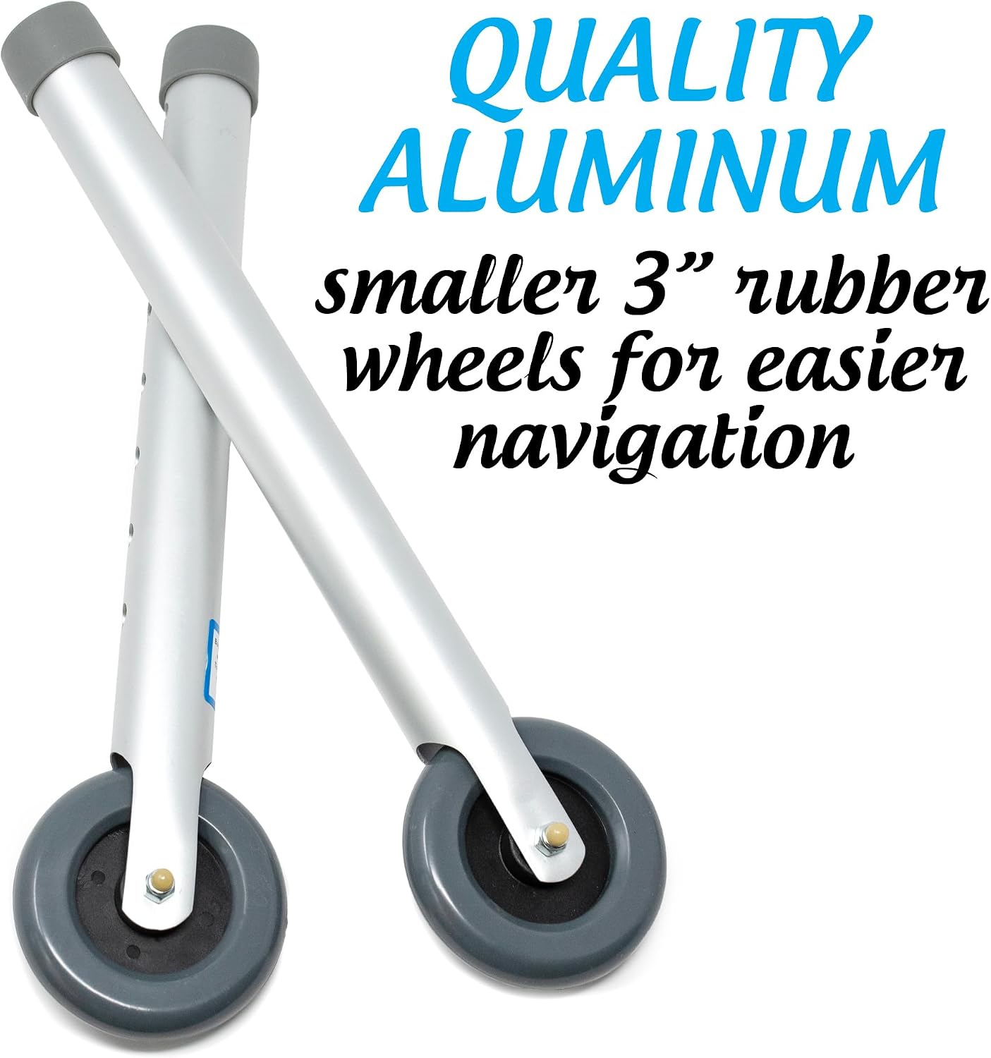 Deluxe KIT: Universal 3" Walker Wheels with Free Flexfit Walker Ski Glides