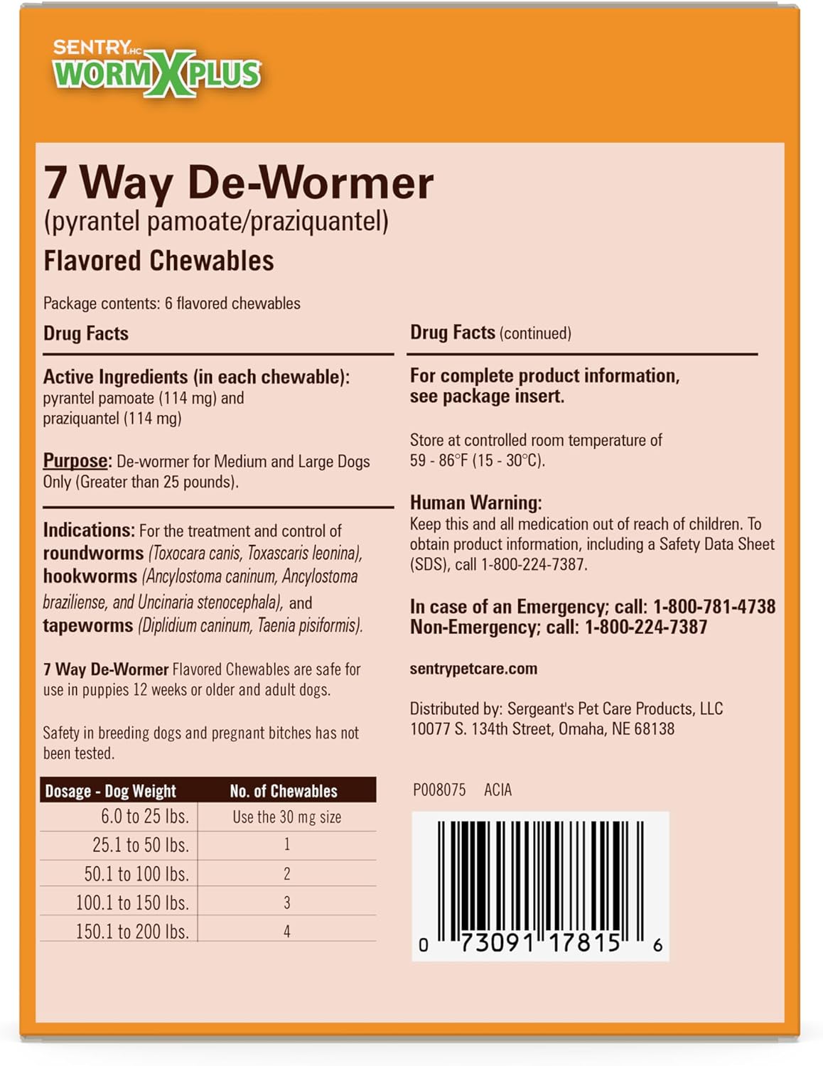 Worm X Plus 7 Way Liquid Dewormer for Dogs 2 oz Broad Spectrum Canine Anthelmintic Suspension Removes Hookworms and Roundworms for Dogs Up to 120 lbs | Ideal for Dogs up to 120 lbs; Precise Weight-Based Dosing; broad-spectrum canine parasite control; 2 o…