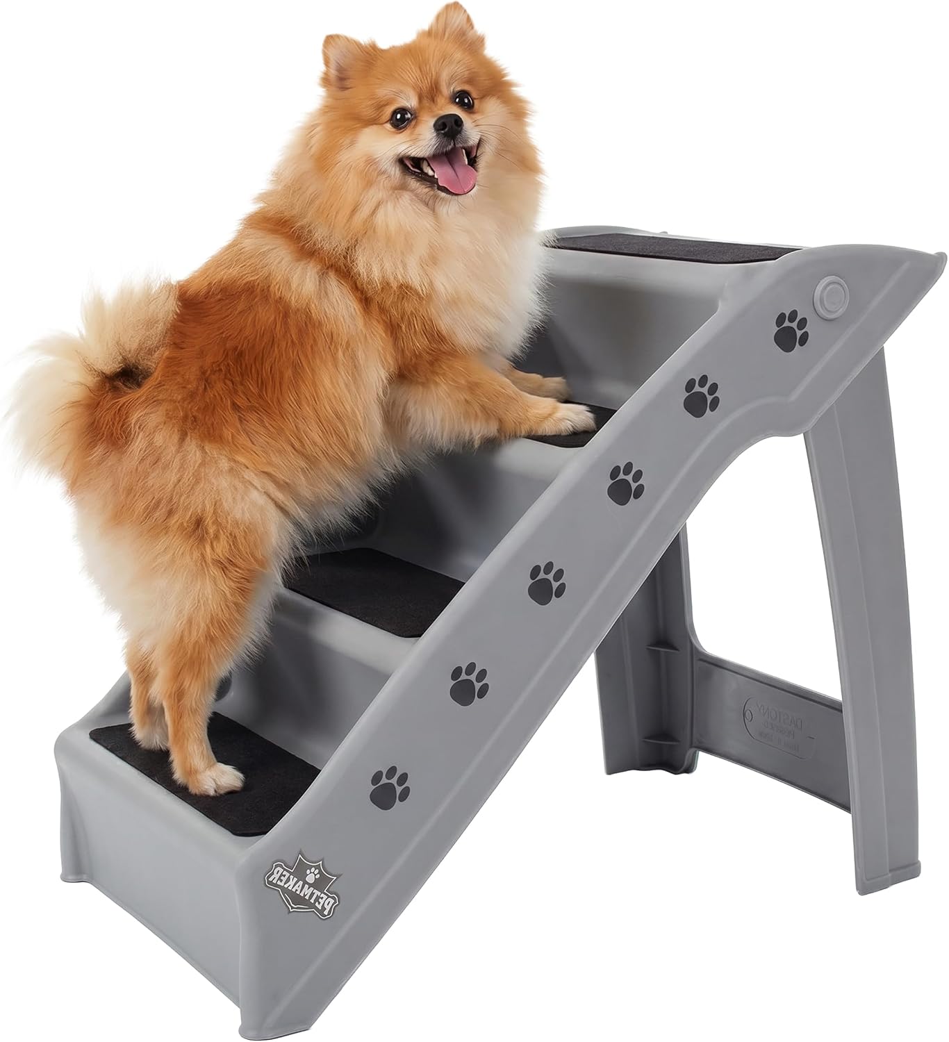 Pet Stairs - Home and Vehicle Foldable Nonslip Dog Steps with 4-Step Design - For Puppies, Kittens, and Other Small Pets by PETMAKER (Tan)