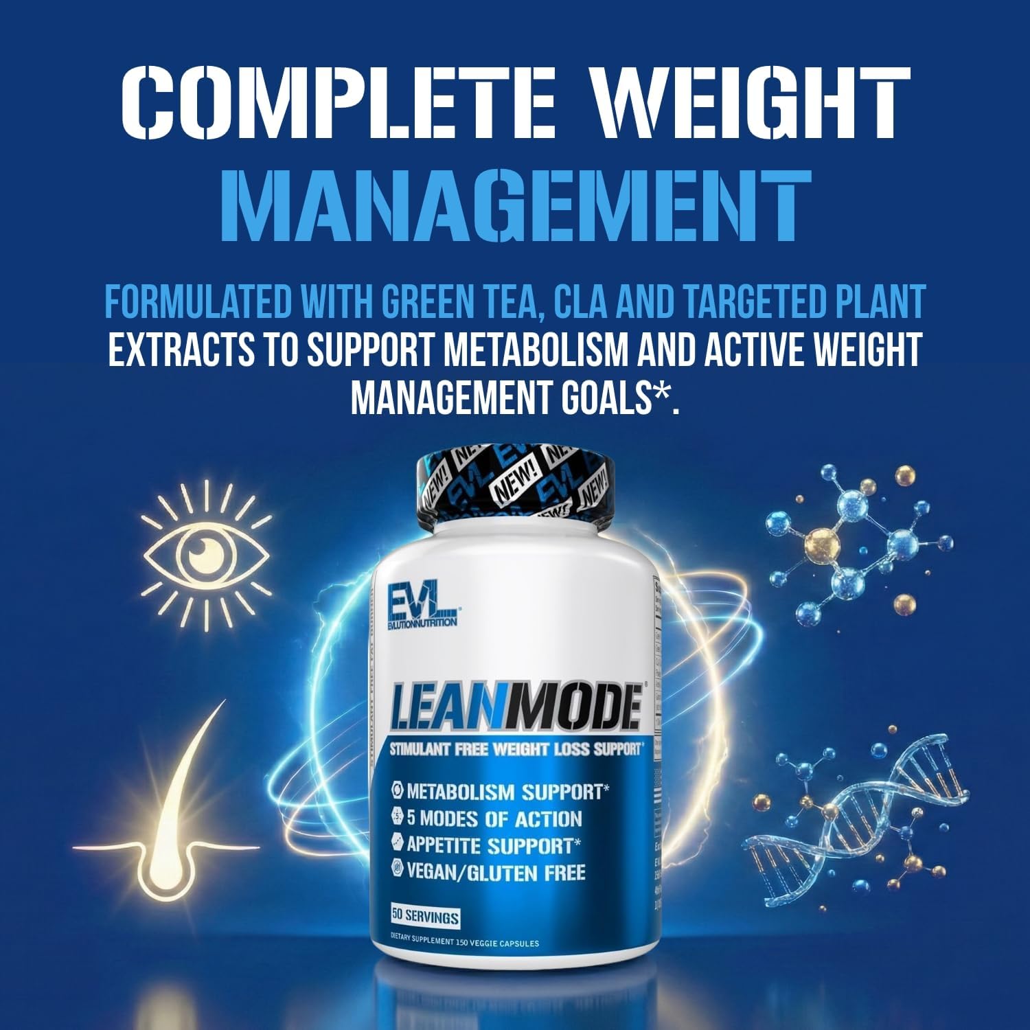 EVL LeanMode Weight Loss Support Capsules - For Men & Women - 50 Servings | Features Green Coffee Bean Extract, CLA and Garcinia Cambogia to support metabolism and appetite control