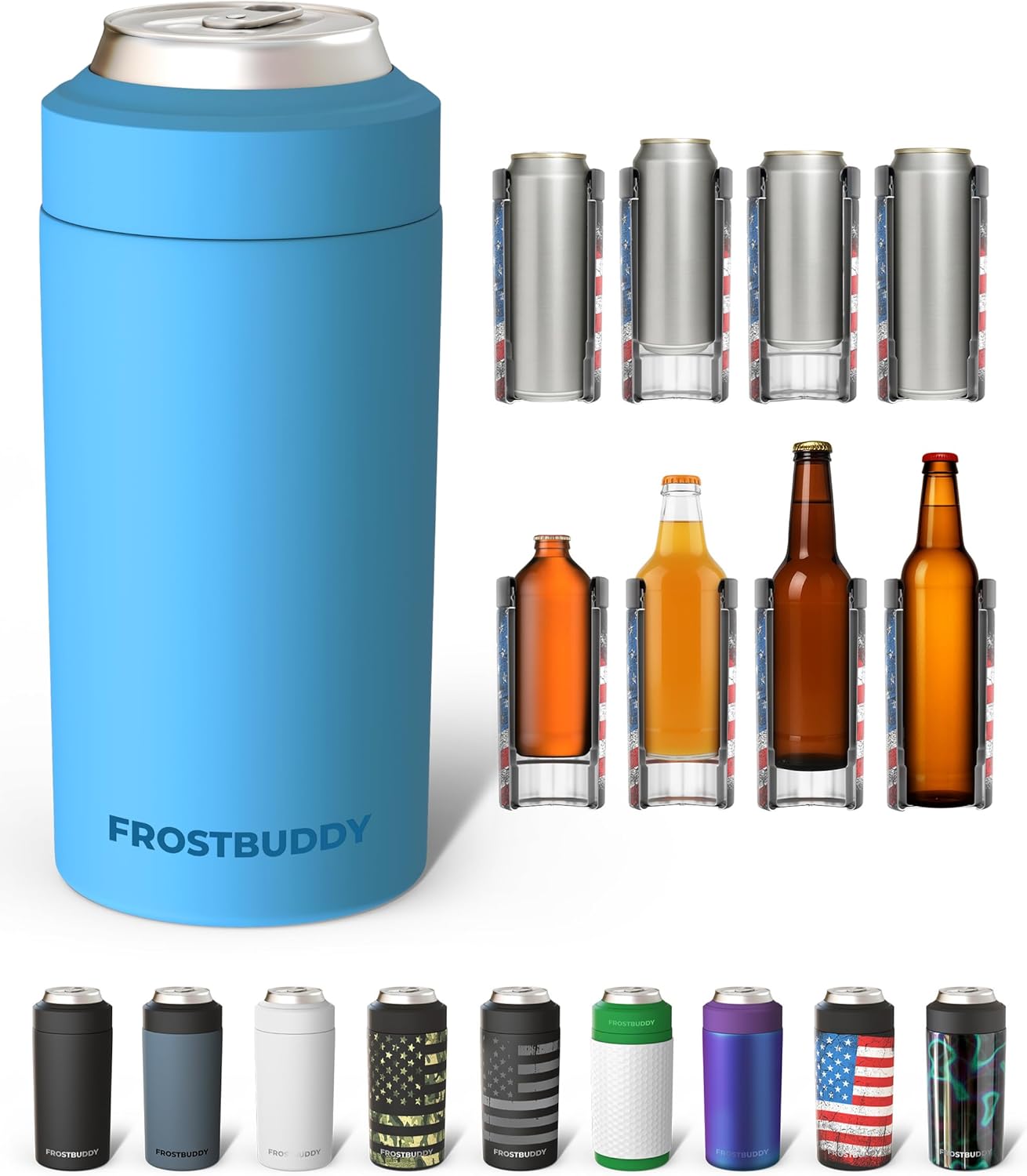 Frost Buddy Universal Can Cooler - Fits Slim Cans, 12 & 16oz (MatteBlack)