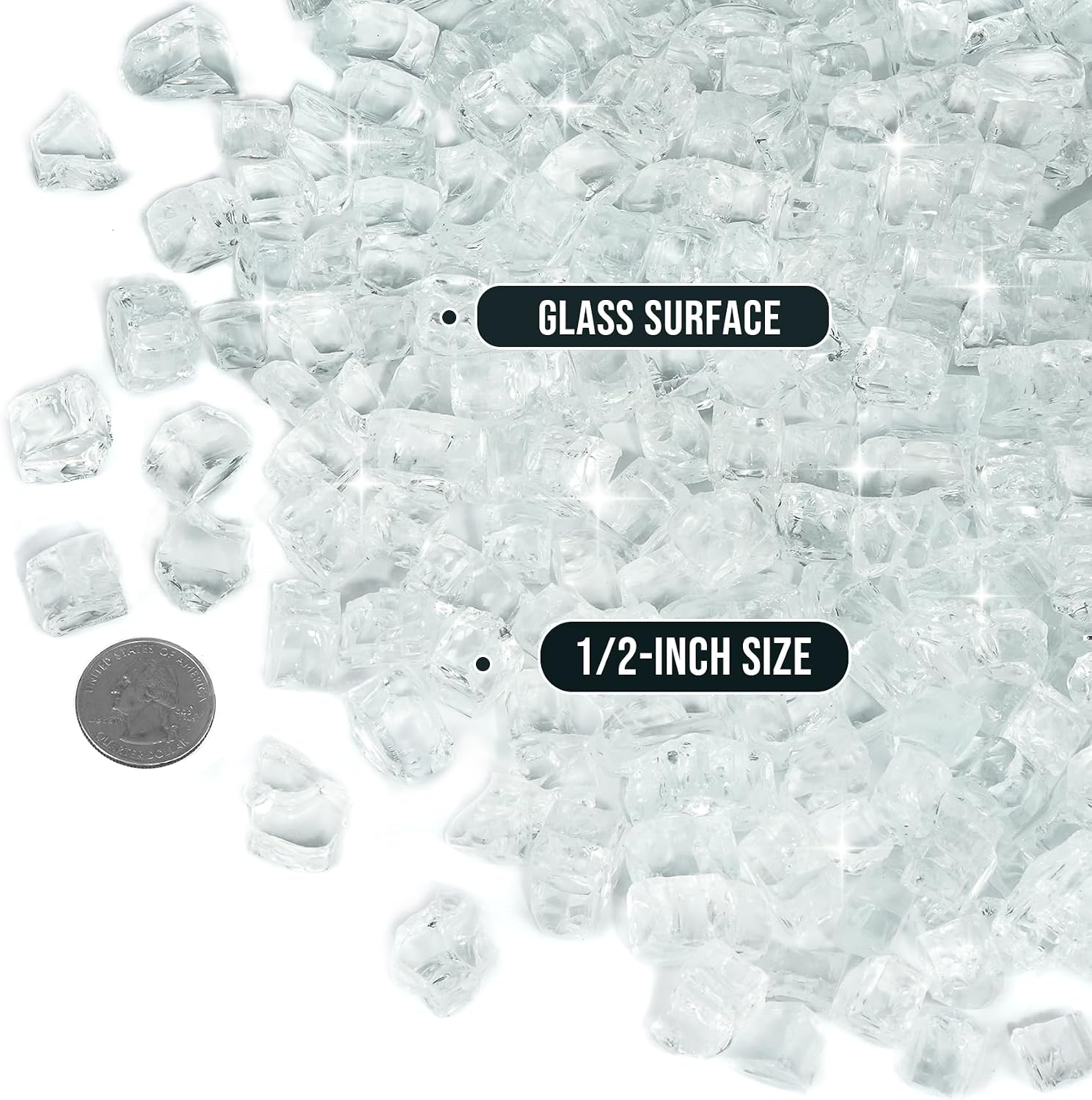Skyflame 1/4" Pacific Blue Regular Fire Glass for Fire Pit Fireplace