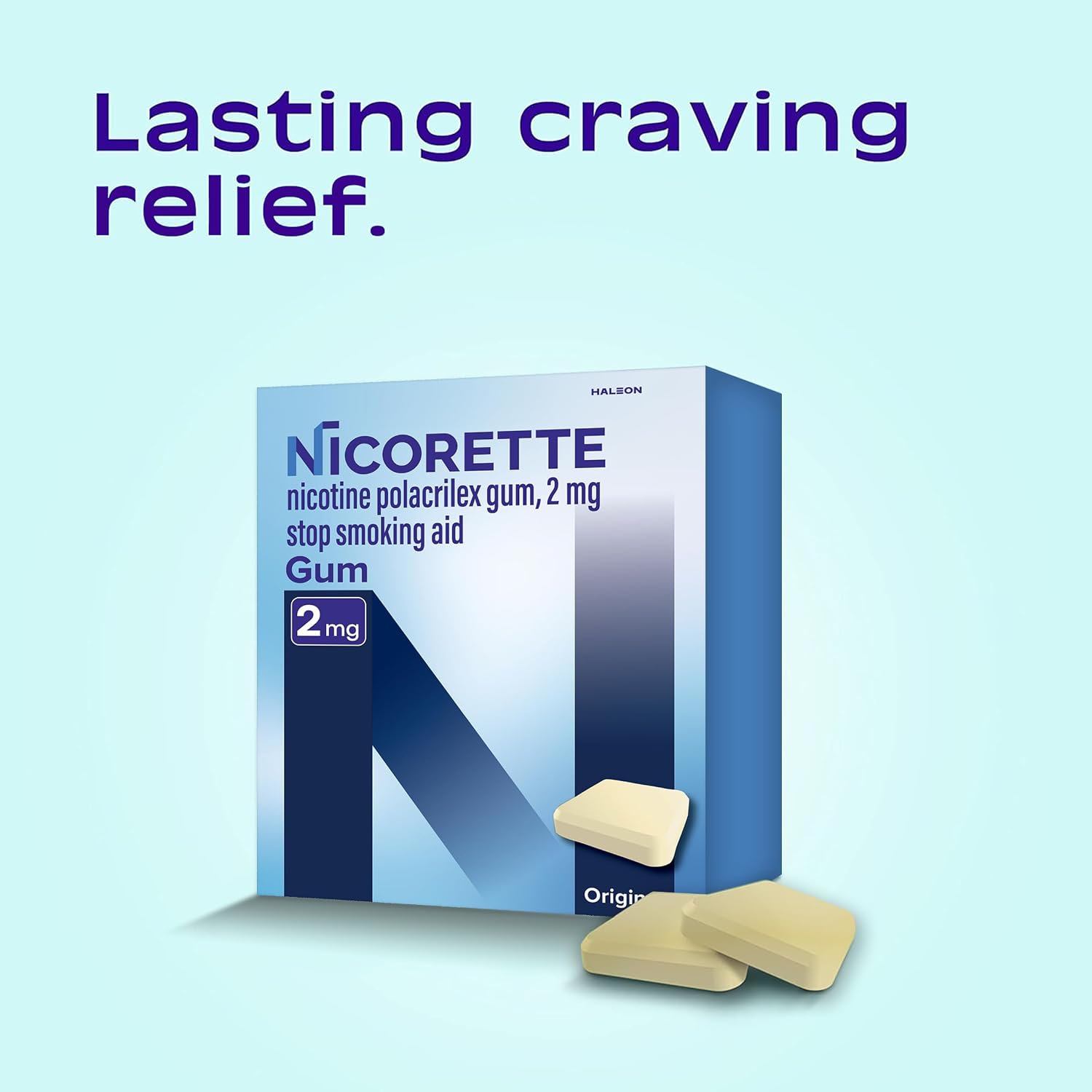 Nicorette Nicotine Gum Stop Smoking Aid, 2 mg, Original Flavor - 200 Count | Reduces Nicotine Cravings and Withdrawal Symptoms, Intense Craving Relief, Portable Smoking Cessation Gum