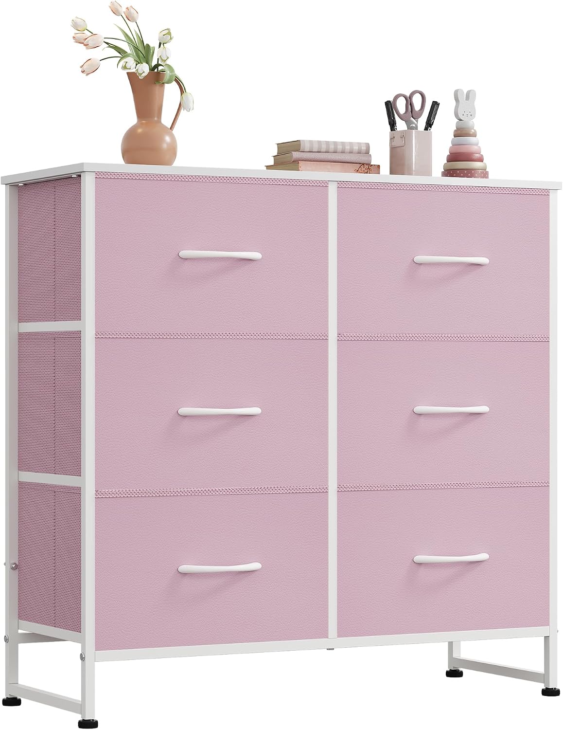 WLIVE Dresser for Bedroom with 6 Drawers, Light Grey