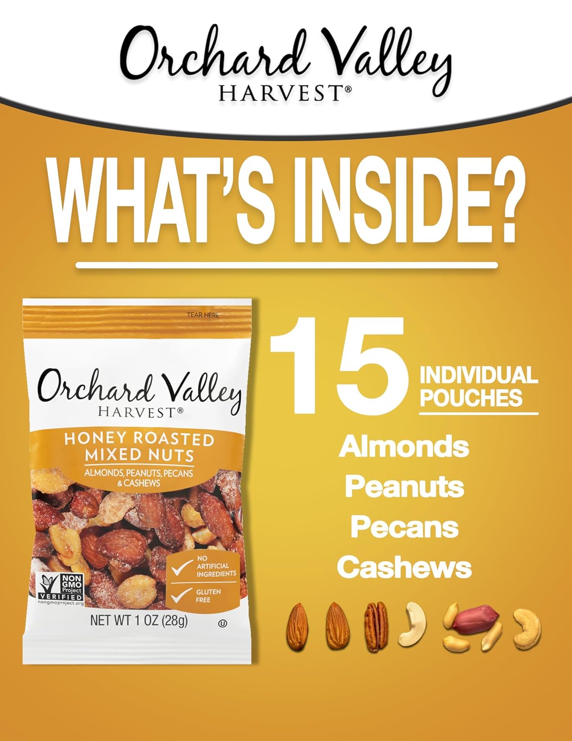 Orchard Valley Harvest Choc Nut Mix Multipack, 1 oz, Pack of 8 | Dark Chocolate Raisins, Almonds & Peanuts, Gluten Free, Stand Up Bag, Non-GMO, 4g Plant Protein, On-The-Go Snack