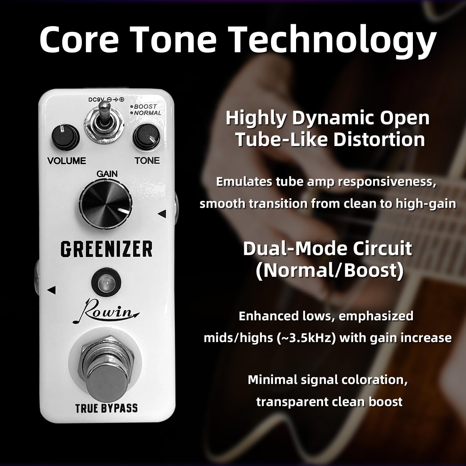 Vintage Vacuum Bluesy Guitar Effect Pedal,Electric Guitar Effect Sound Low Key Mild Clipping